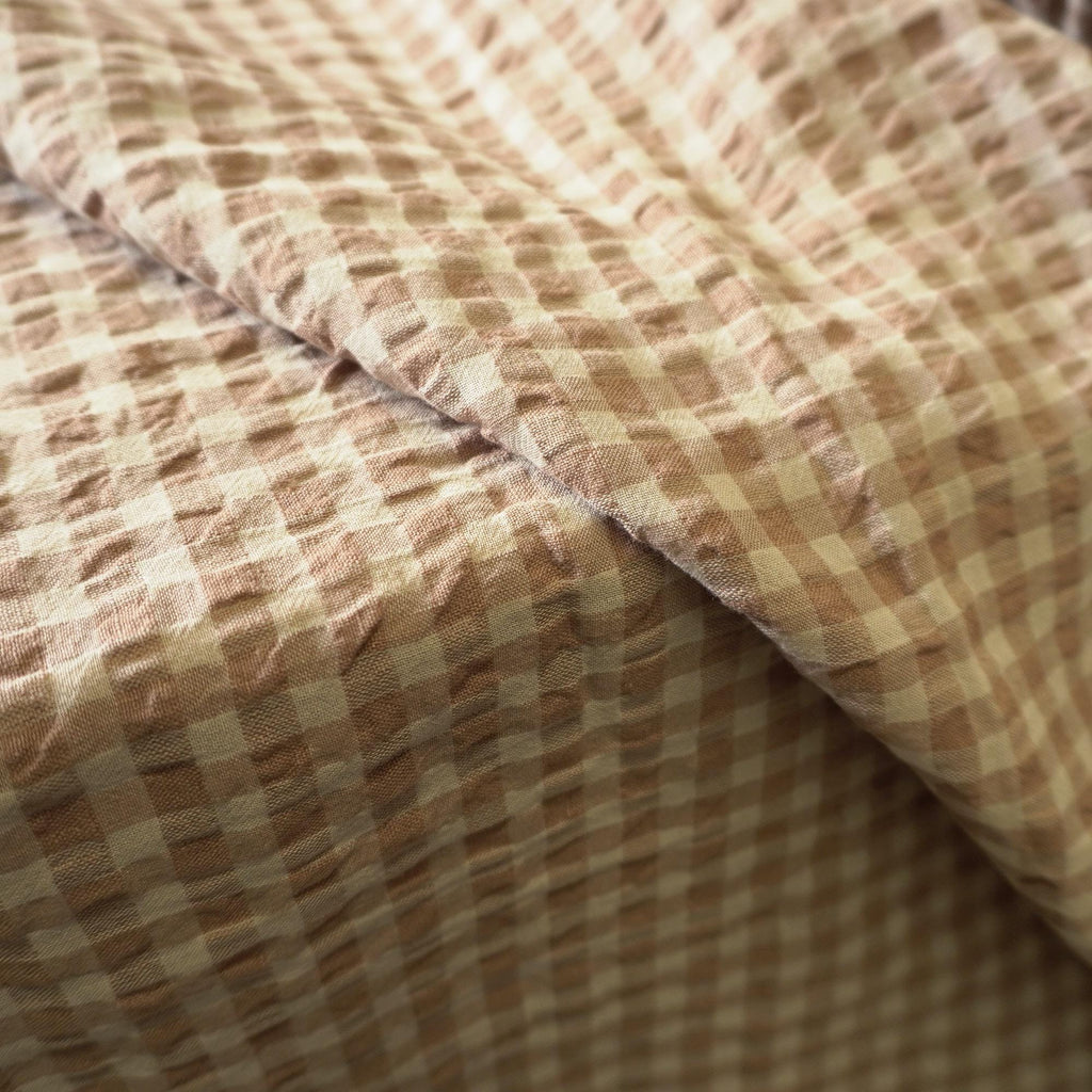 Yarn dyed linen crinkled gingham – Beige