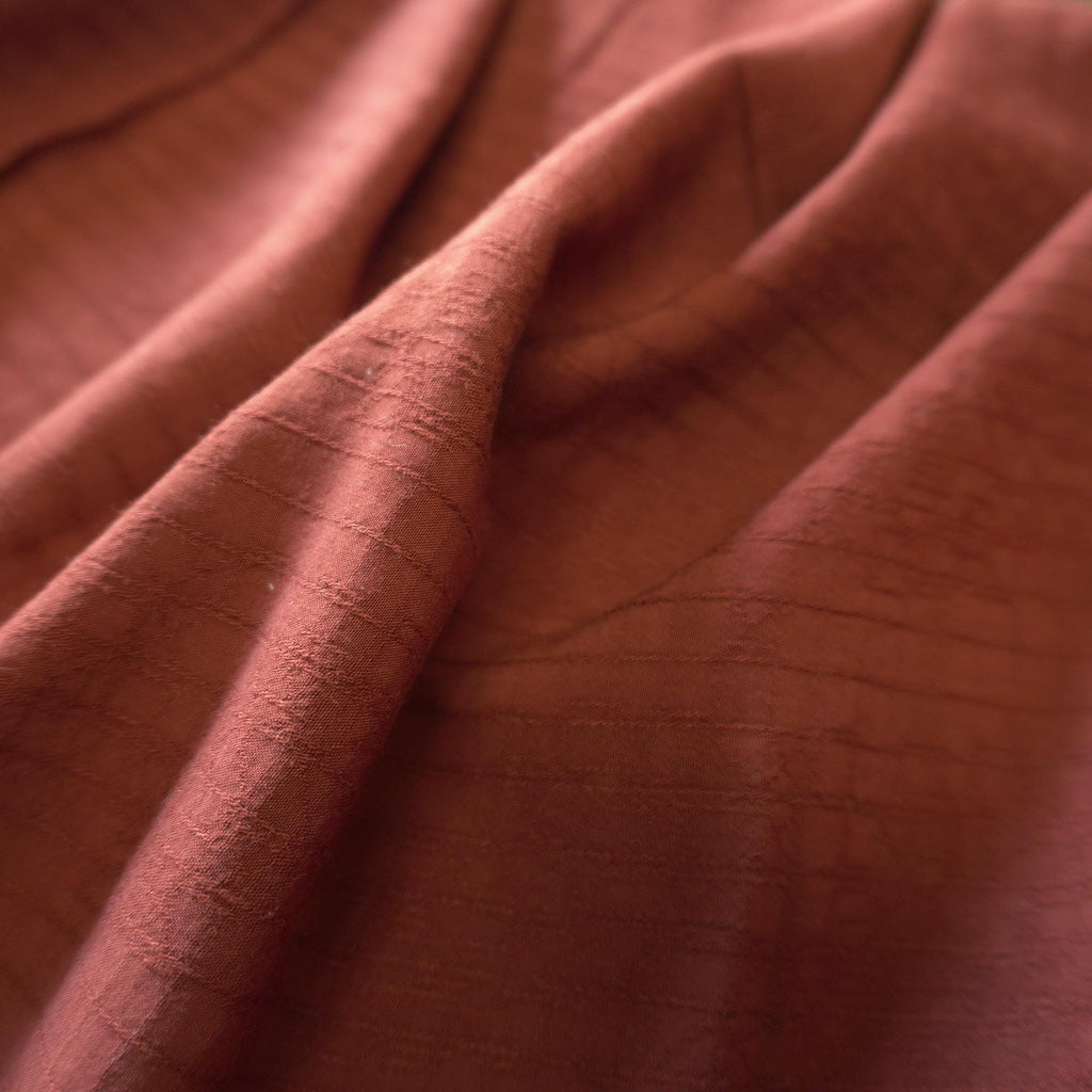 Jacquard Grid Linen - Burnt Umber Brown