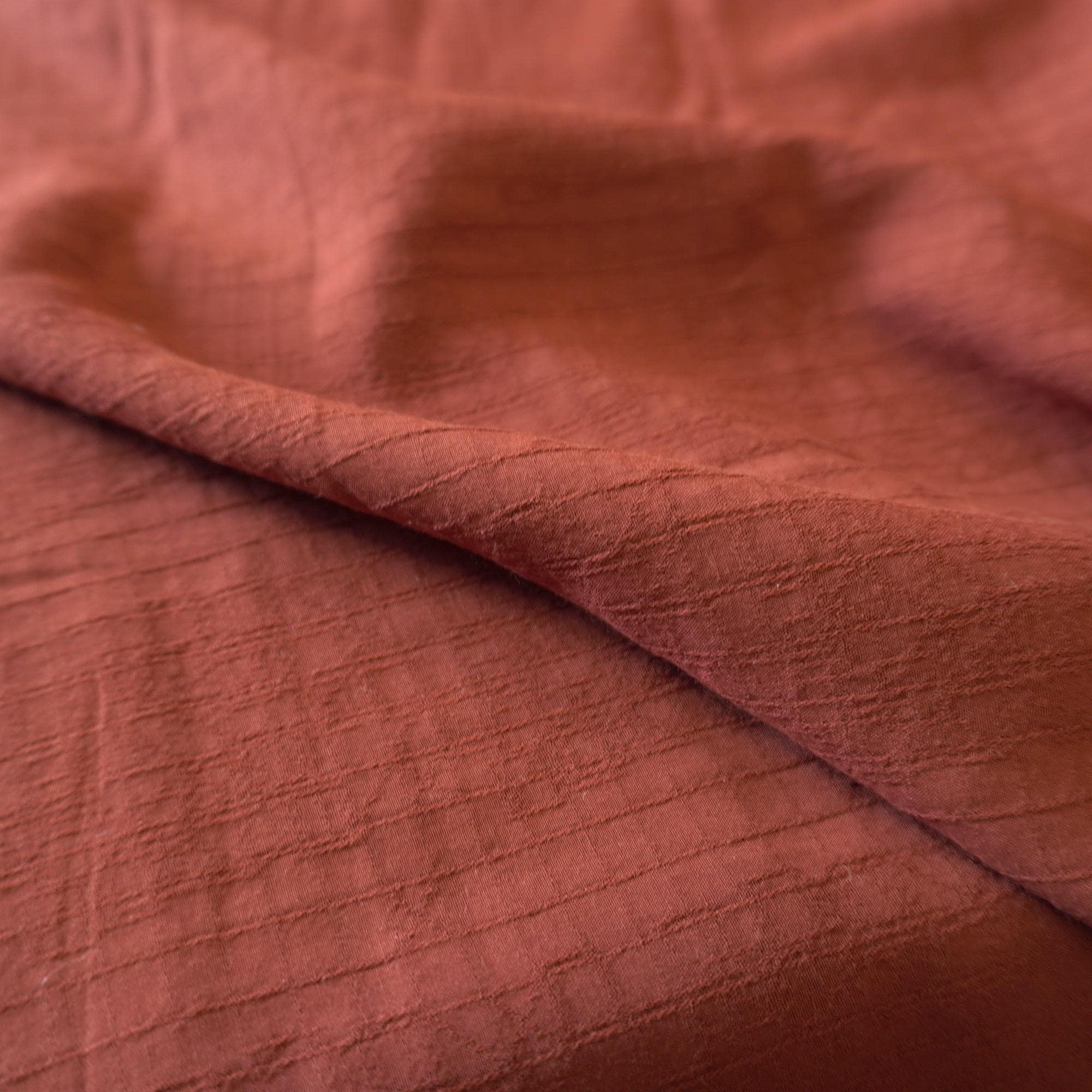 Jacquard Grid Linen - Burnt Umber Brown