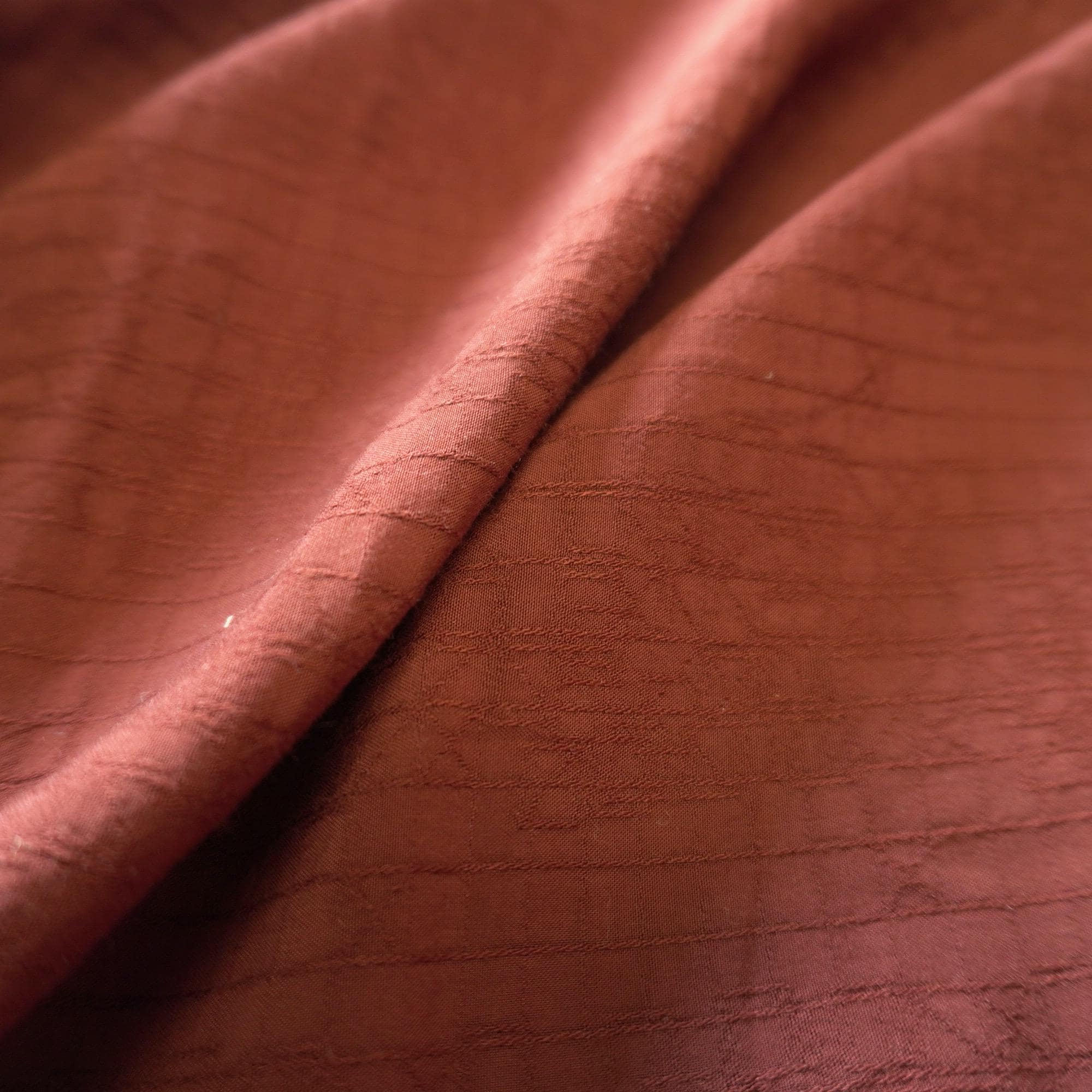 Jacquard Grid Linen - Burnt Umber Brown