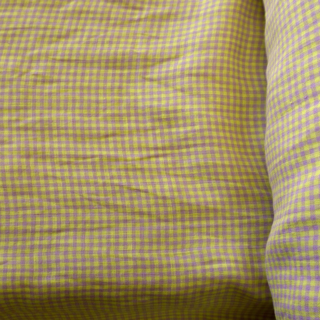 Washed Yarn dyed Linen gingham - Lilac & Yellow