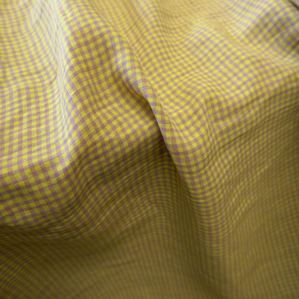 Washed Yarn dyed Linen gingham - Lilac & Yellow