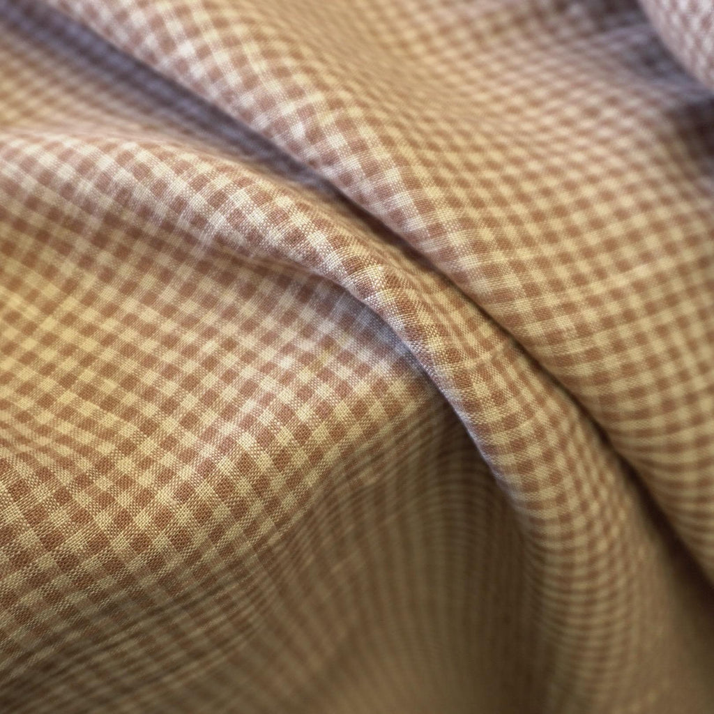 Washed Yarn dyed Linen gingham - Beige