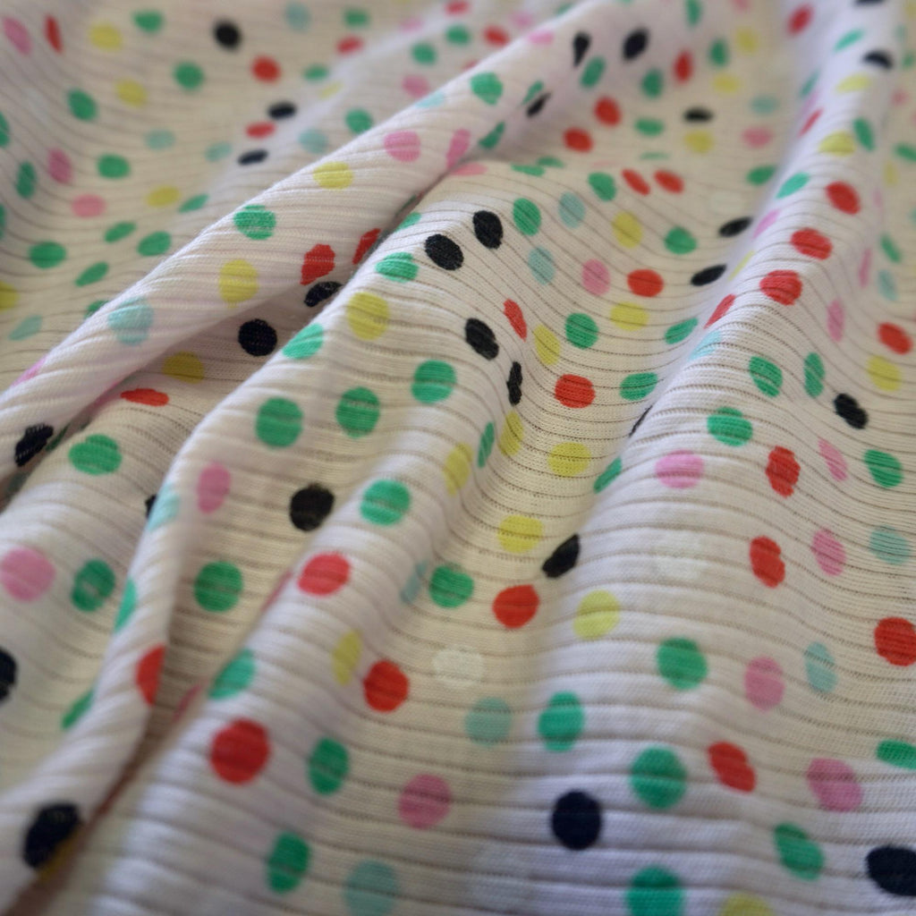 Rainbow Confetti Rib Knit Jersey – Lightweight & Playful
