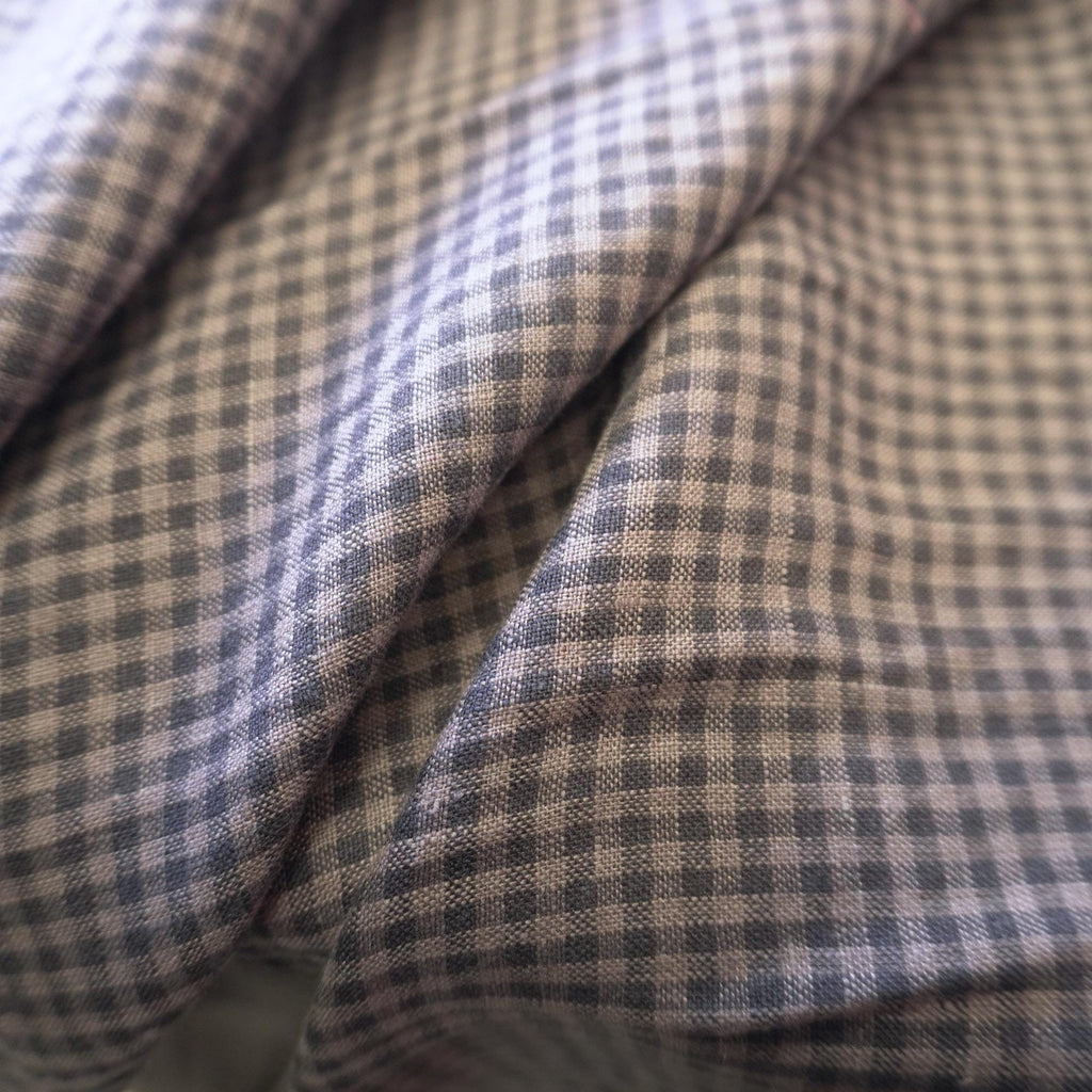 Washed Yarn dyed Linen gingham - Grey