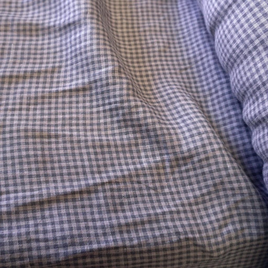 Washed Yarn dyed Linen gingham - Grey