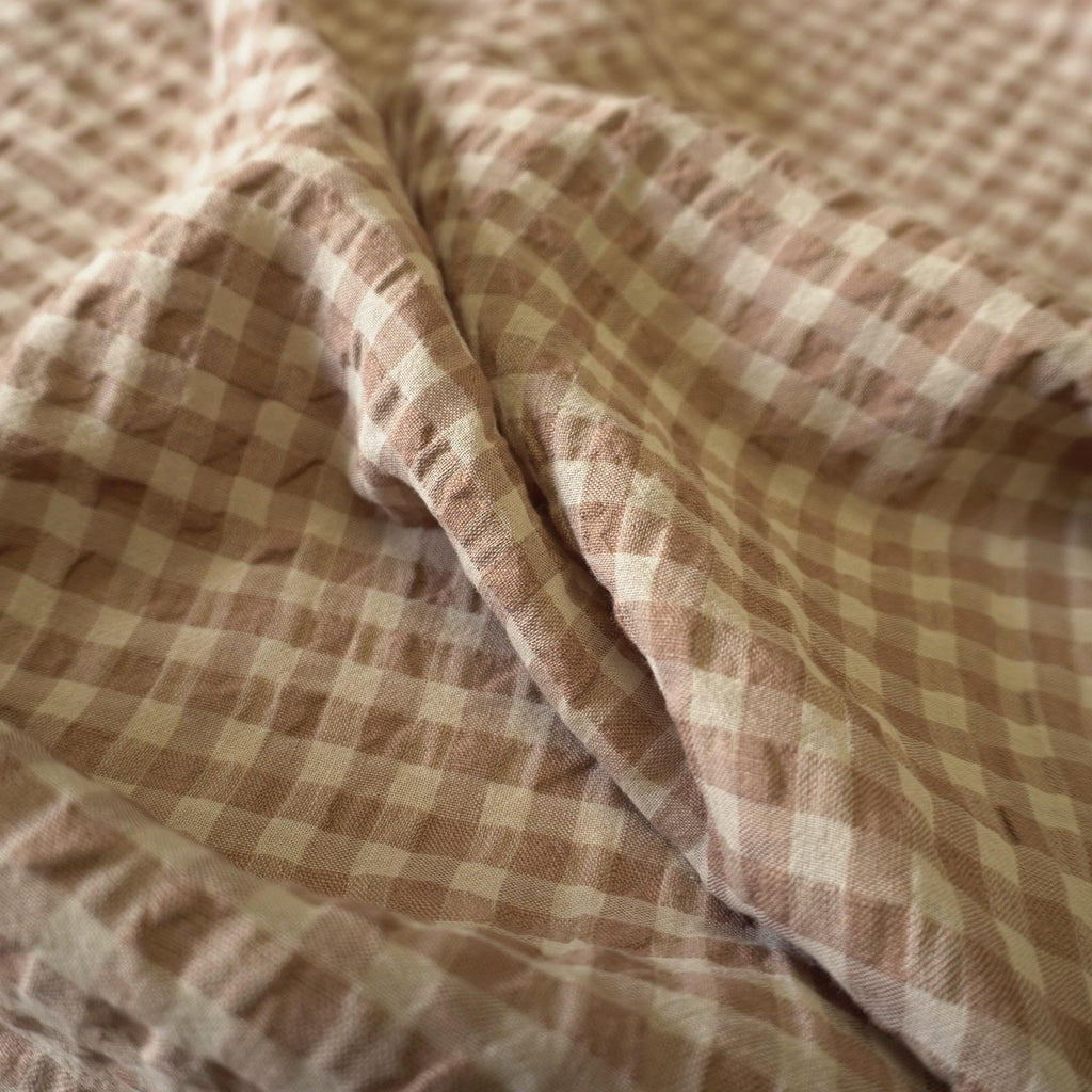 Yarn dyed linen crinkled gingham – Beige