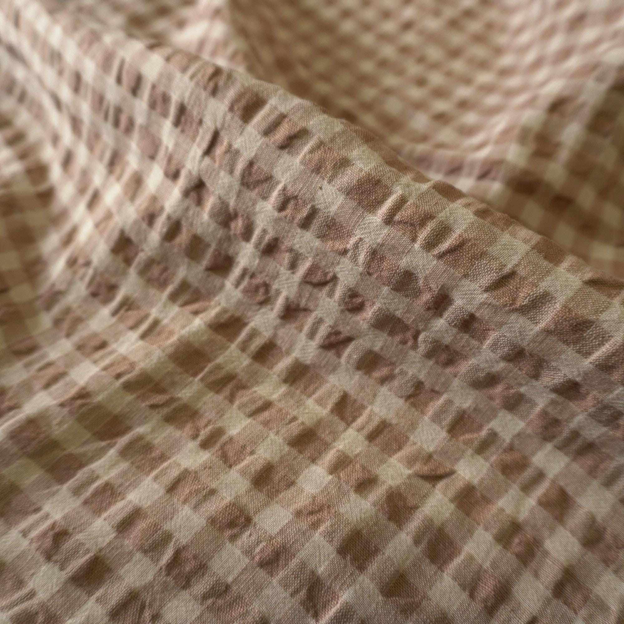 Yarn dyed linen crinkled gingham – Beige