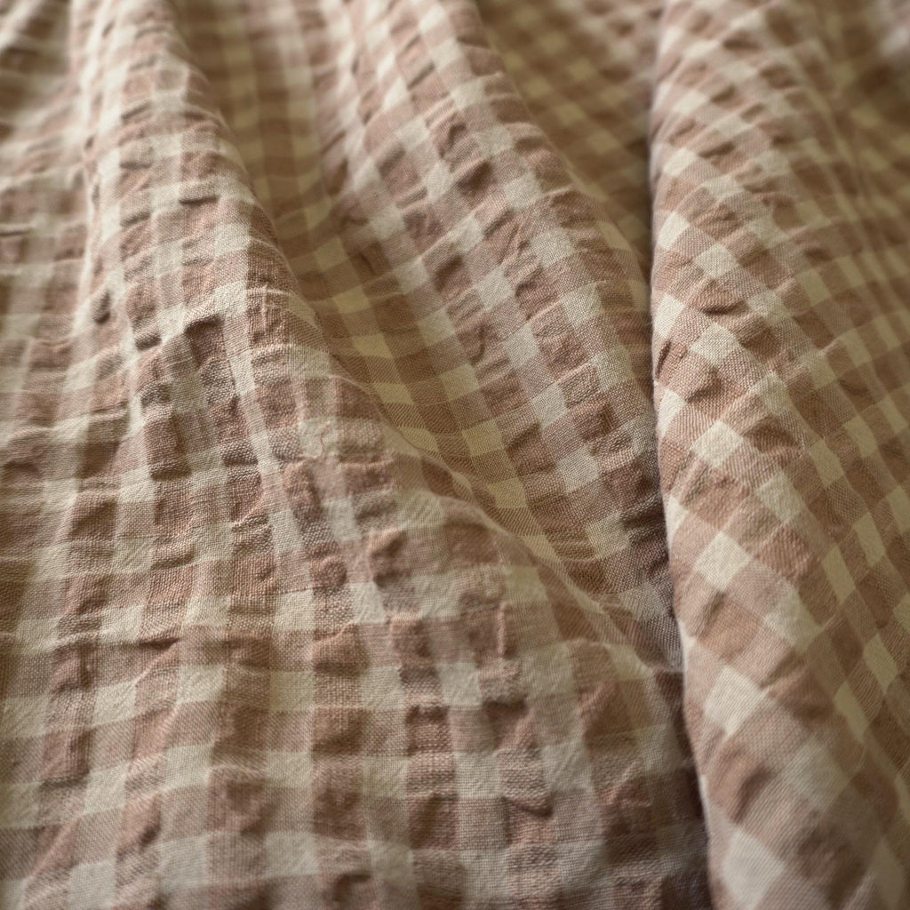 Yarn dyed linen crinkled gingham – Beige