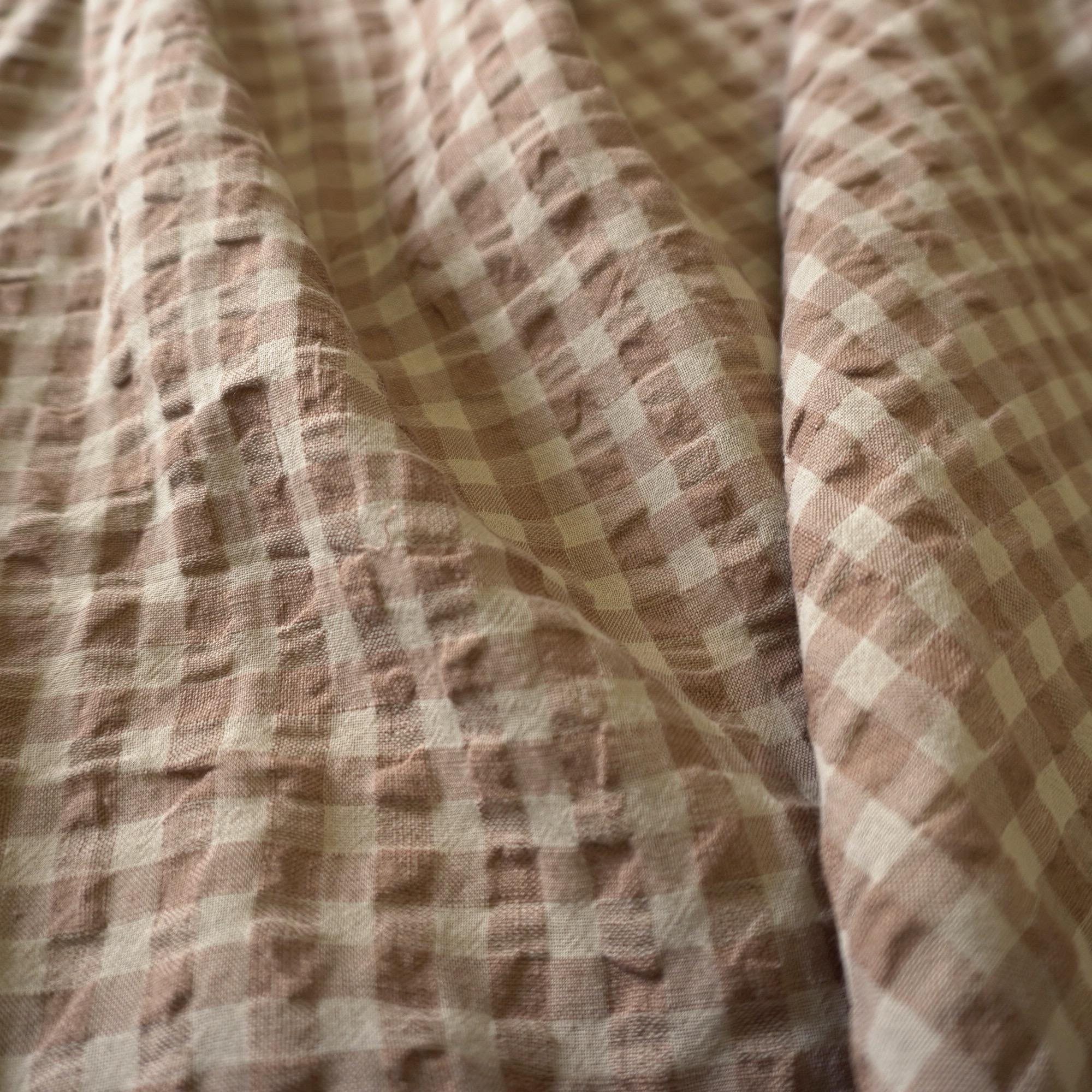 Yarn dyed linen crinkled gingham – Beige