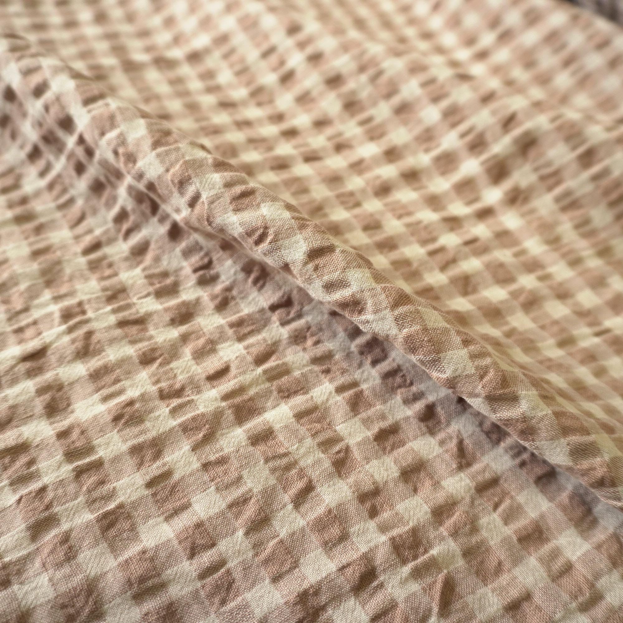 Yarn dyed linen crinkled gingham – Beige
