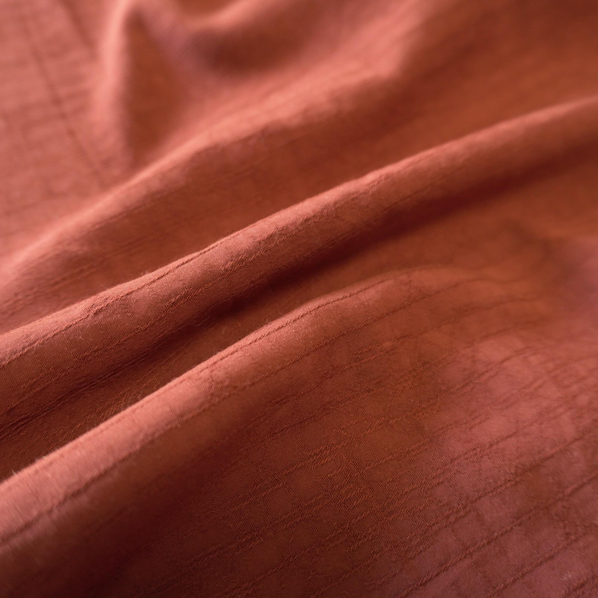 Jacquard Grid Linen - Burnt Umber Brown