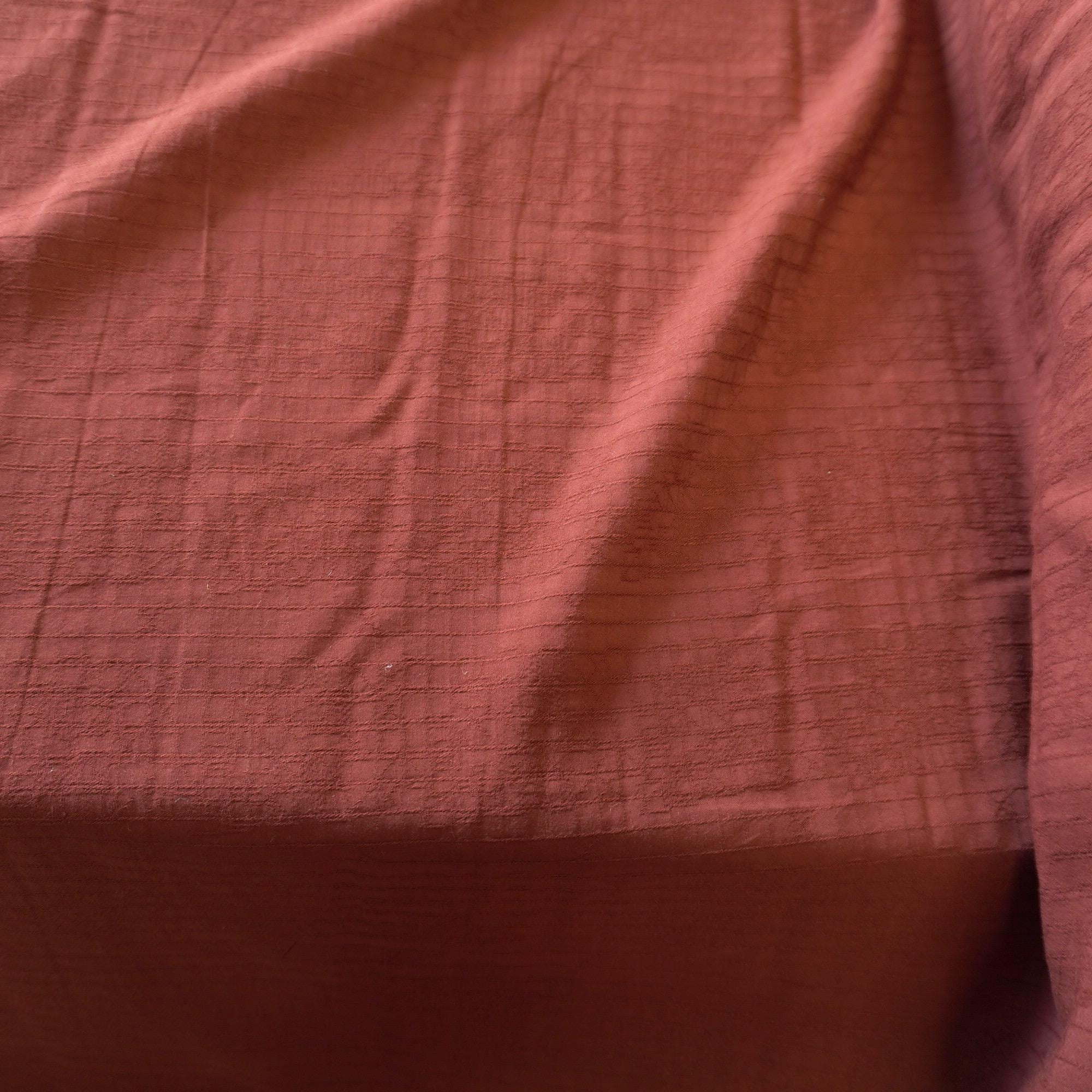 Jacquard Grid Linen - Burnt Umber Brown