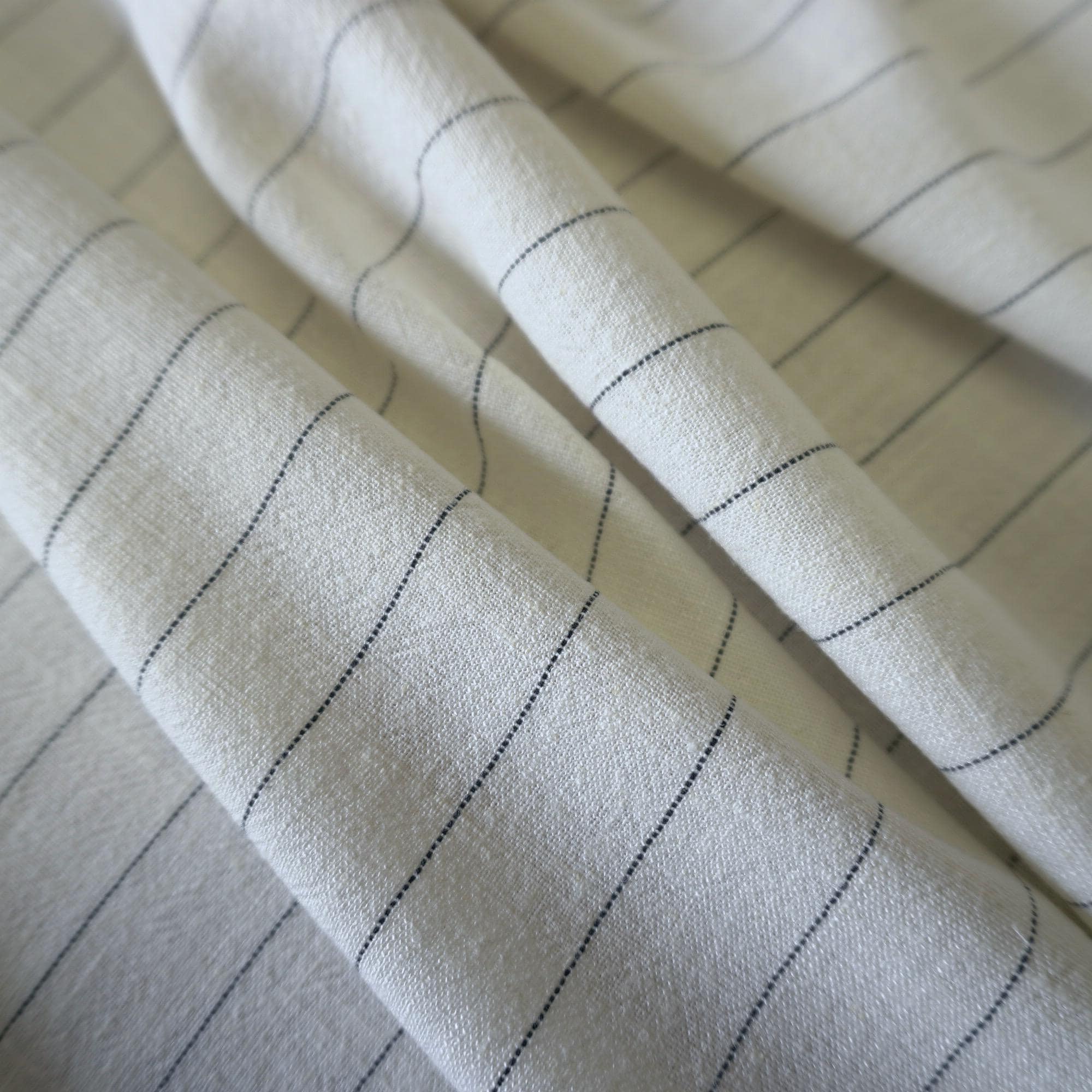 Washed White Linen Pin Stripe