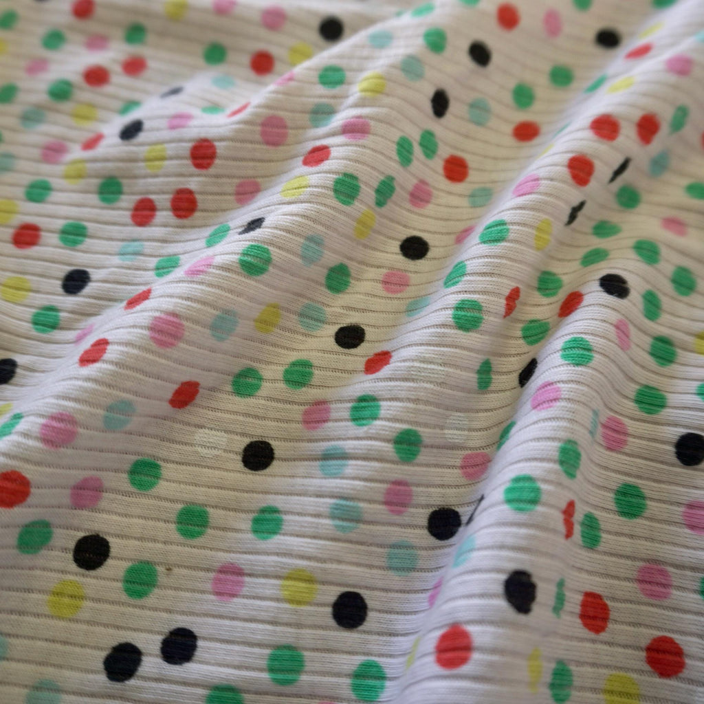 Rainbow Confetti Rib Knit Jersey – Lightweight & Playful