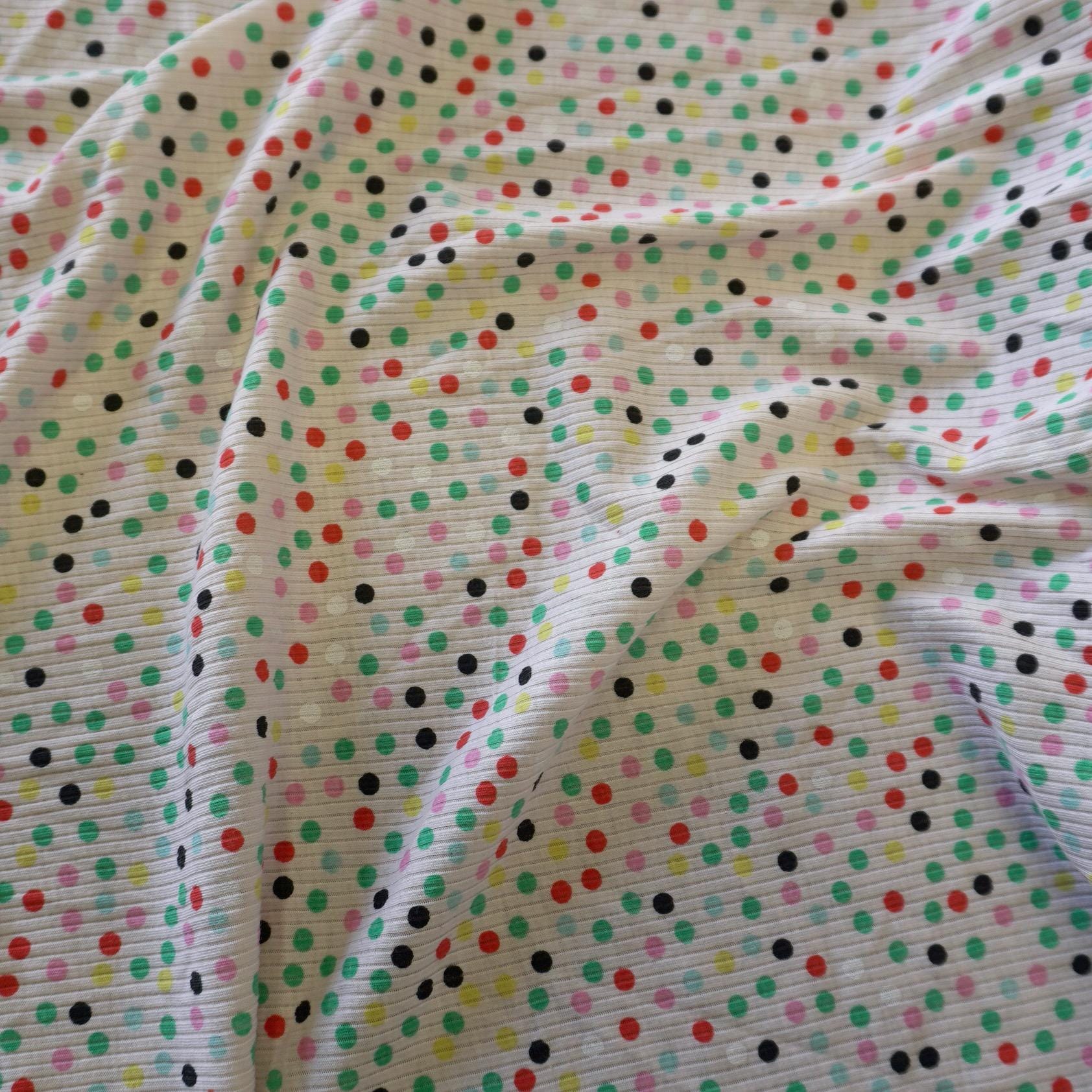 Rainbow Confetti Rib Knit Jersey – Lightweight & Playful