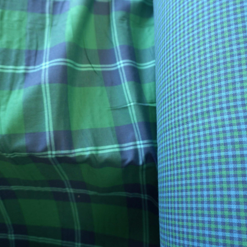 Double-Sided Brushed Cotton Gingham – Blue Green -Tartan
