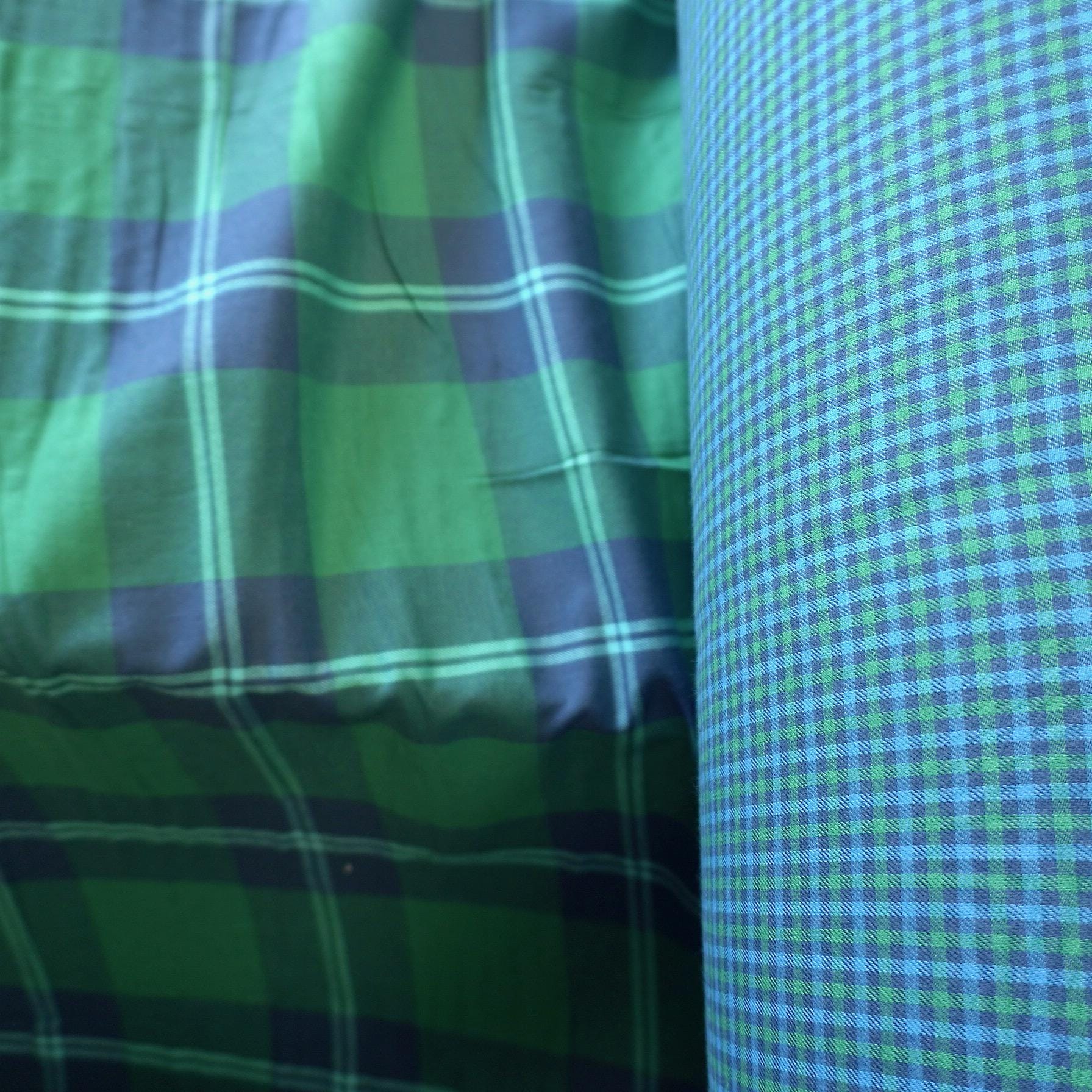 Double-Sided Brushed Cotton Gingham – Blue Green -Tartan