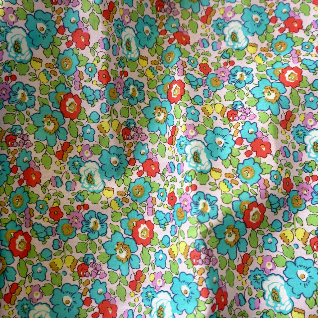 Petal Pop Cotton Poplin – Multicolor on Turquoise