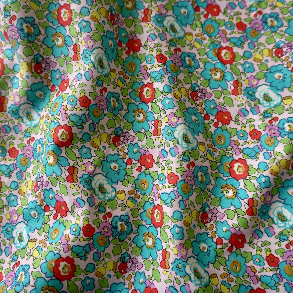 Petal Pop Cotton Poplin – Multicolor on Turquoise