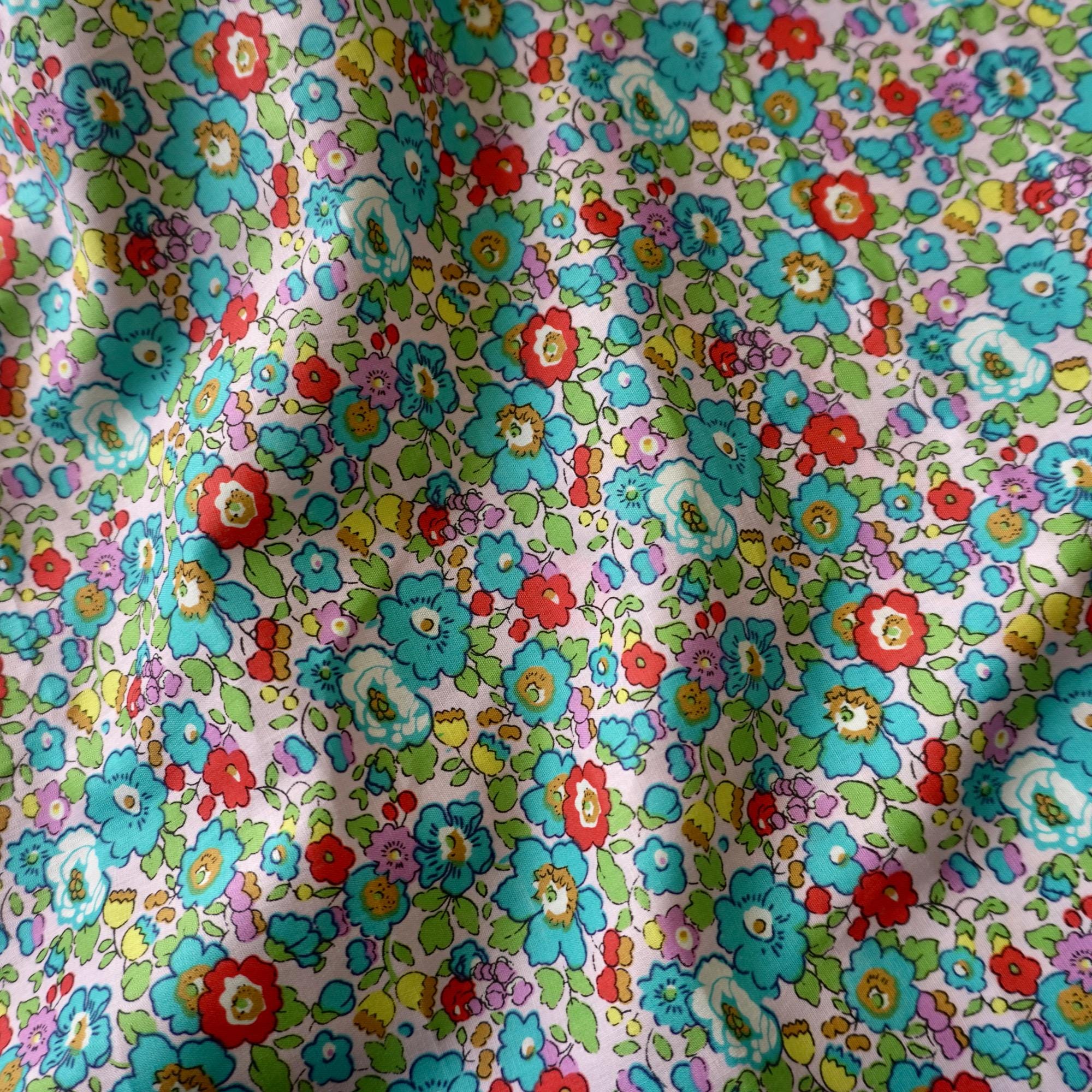 Petal Pop Cotton Poplin – Multicolor on Turquoise