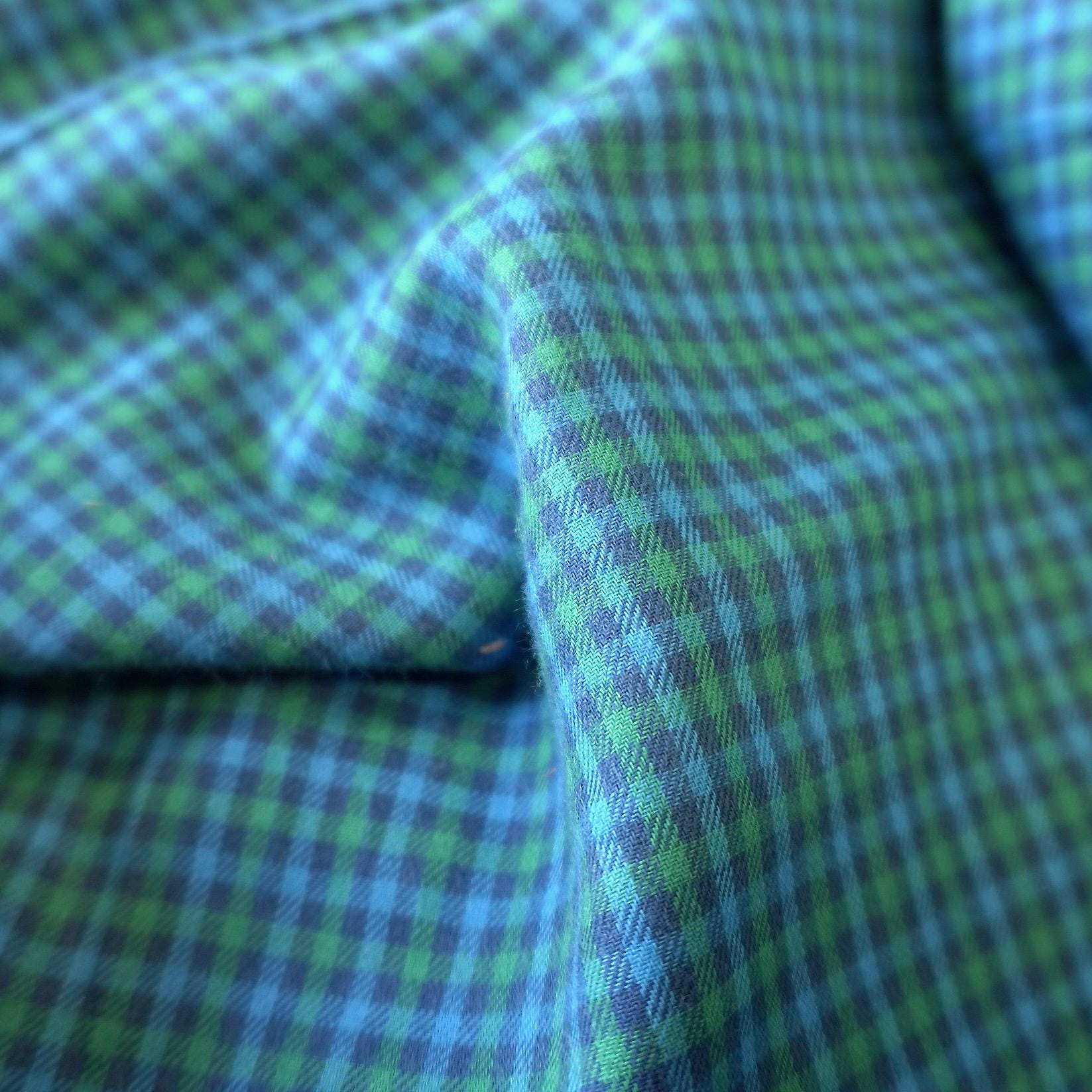 Double-Sided Brushed Cotton Gingham – Blue Green -Tartan