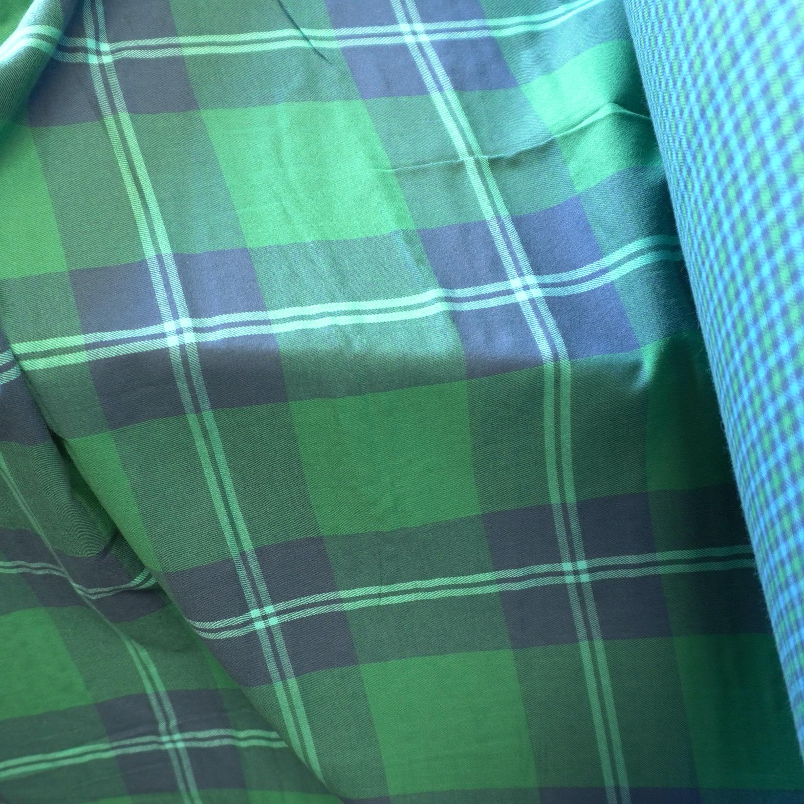 Double-Sided Brushed Cotton Gingham – Blue Green -Tartan