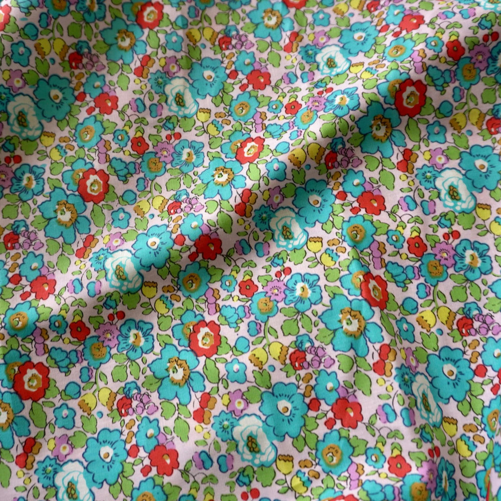 Petal Pop Cotton Poplin – Multicolor on Turquoise