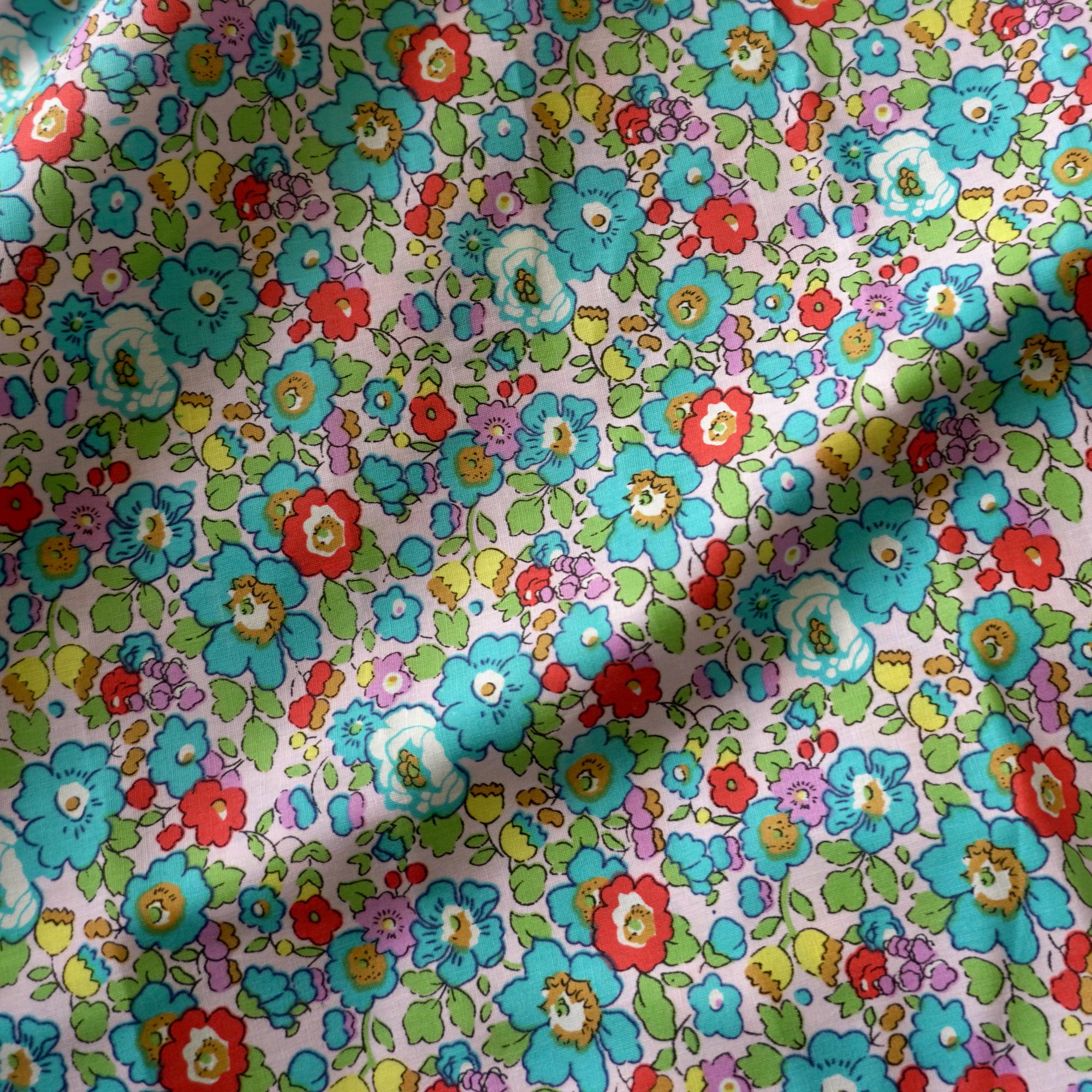 Petal Pop Cotton Poplin – Multicolor on Turquoise