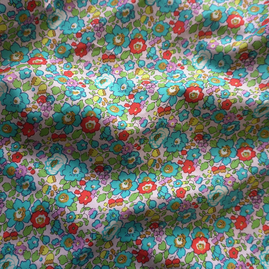 Petal Pop Cotton Poplin – Multicolor on Turquoise