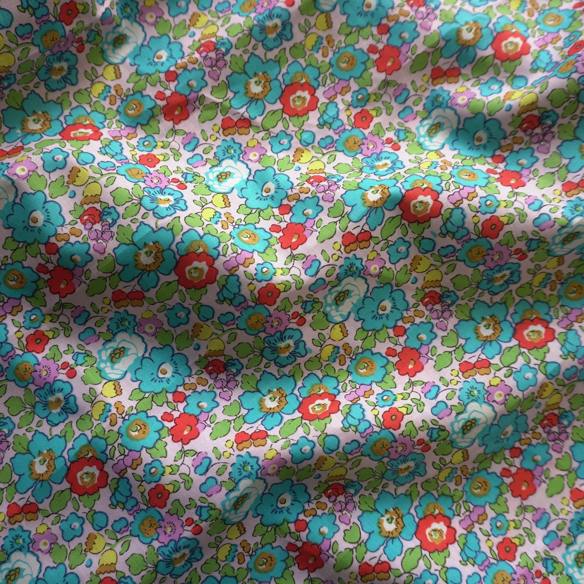 Petal Pop Cotton Poplin – Multicolor on Turquoise