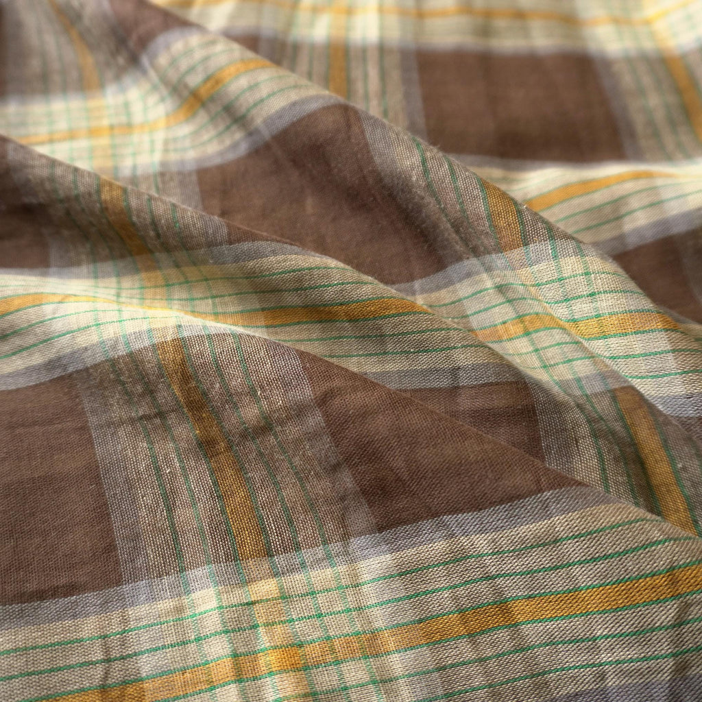 Soft Double sided Gingham Double Gauze – Brown