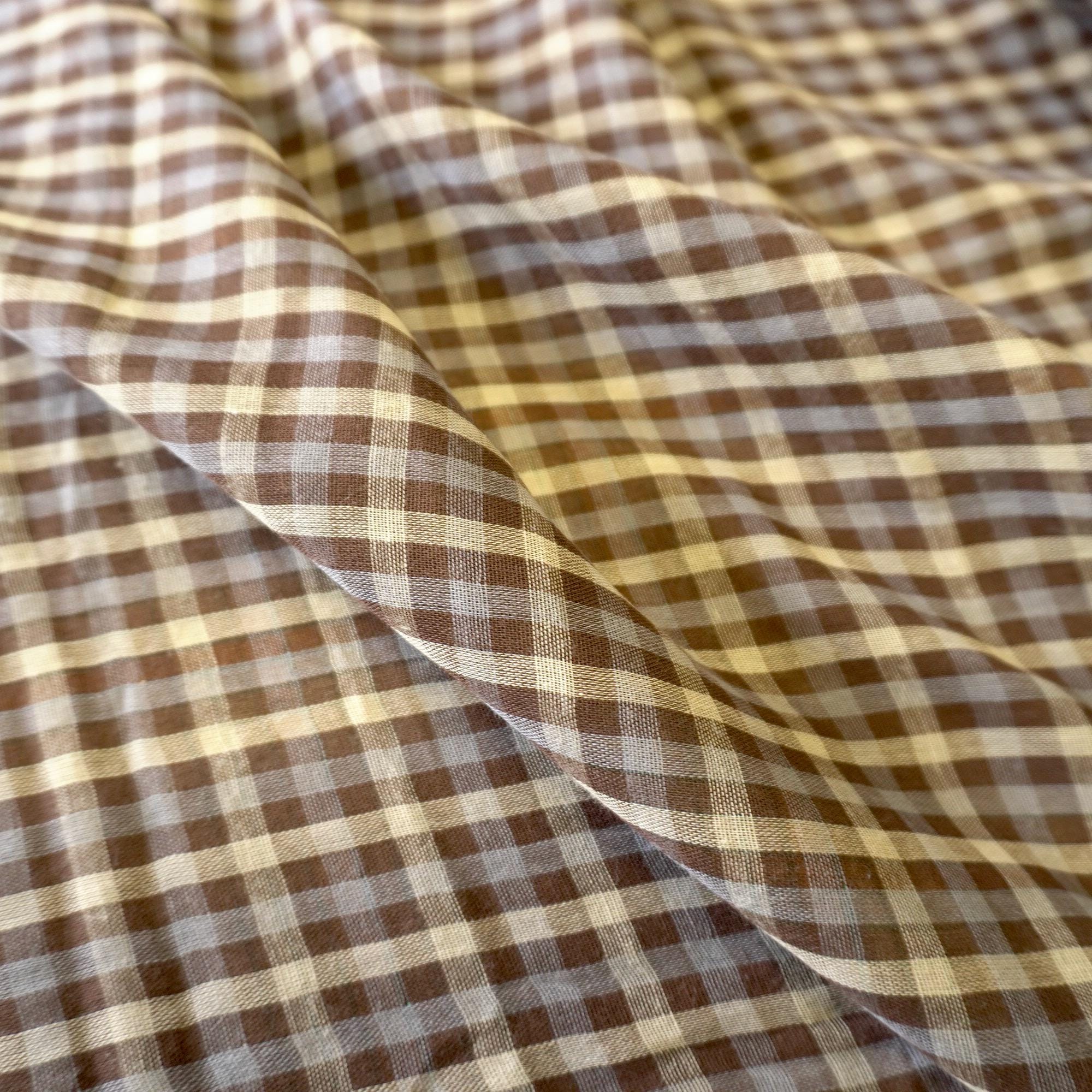 Soft Double sided Gingham Double Gauze – Brown