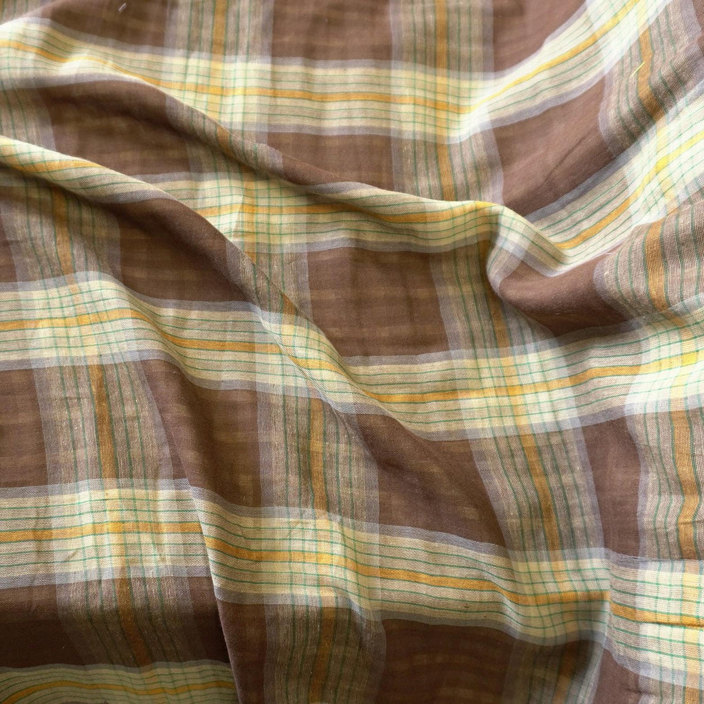 Soft Double sided Gingham Double Gauze – Brown