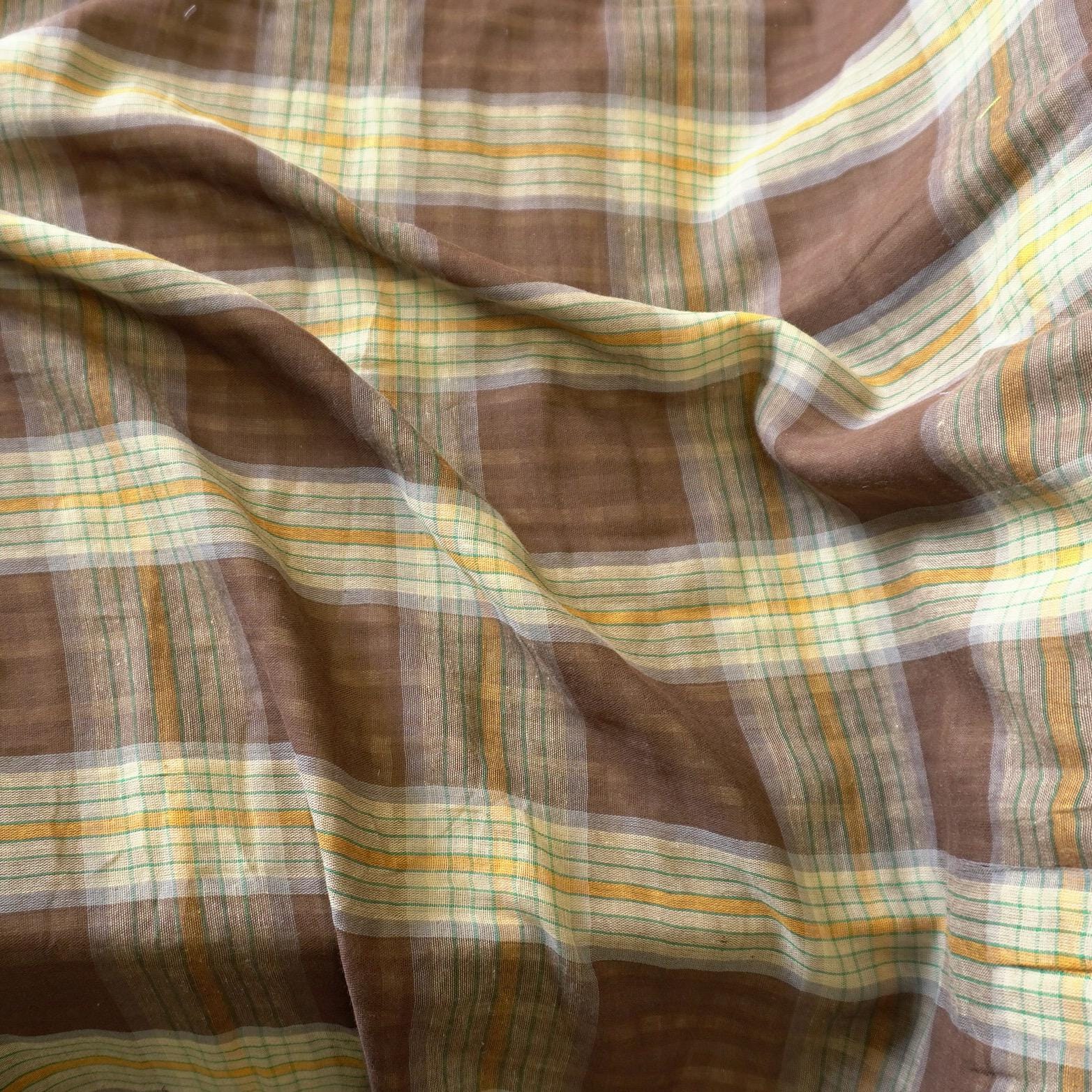 Soft Double sided Gingham Double Gauze – Brown