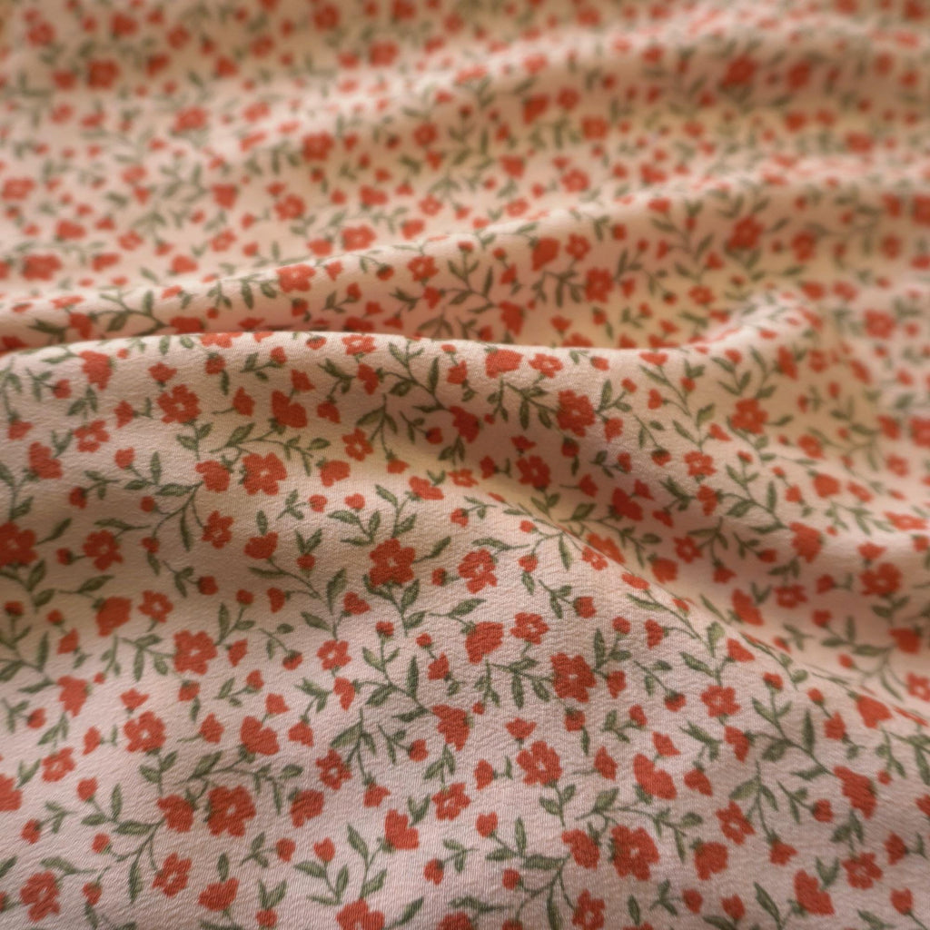 Pink Ditsy Floral Tencel Crepe Fabric
