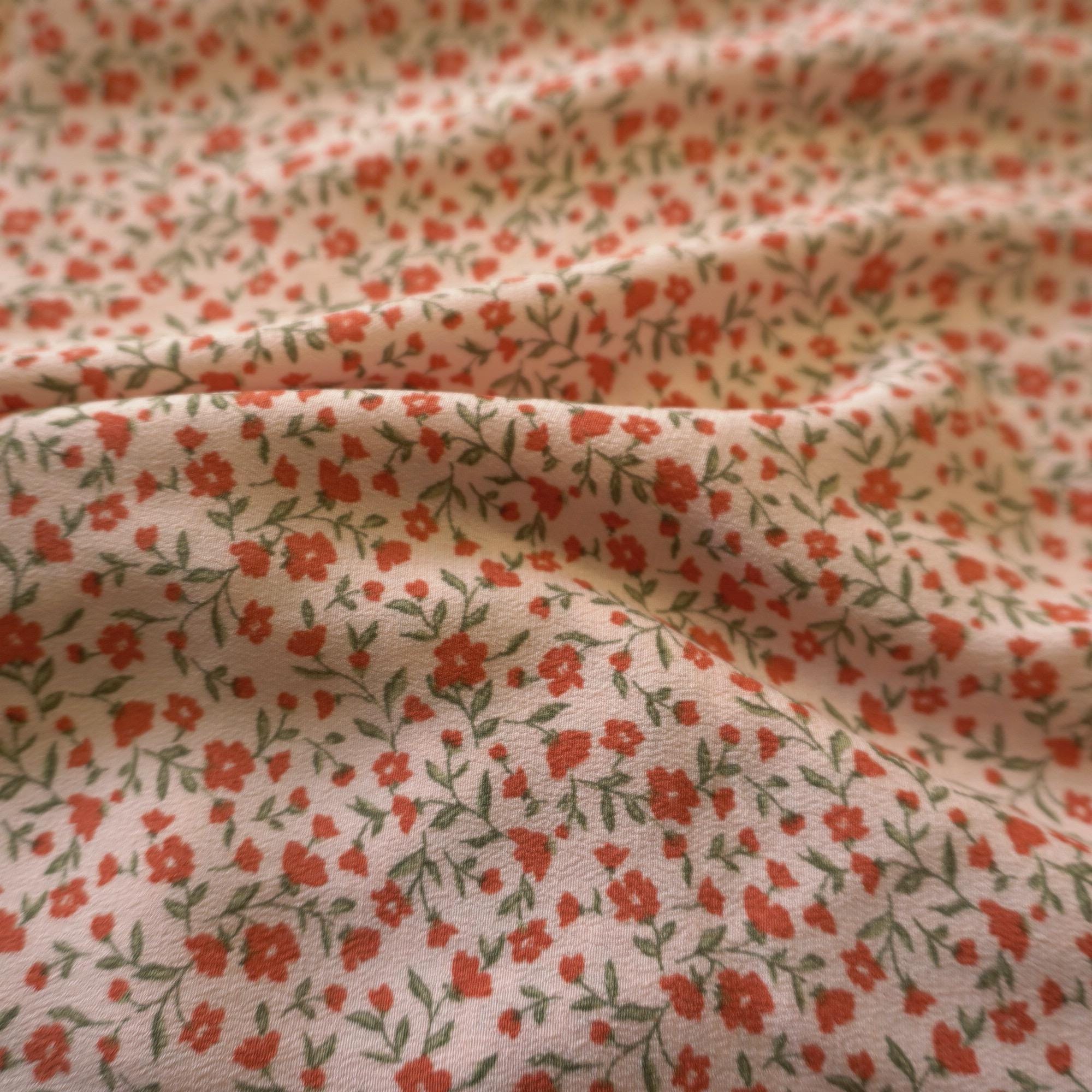 Pink Ditsy Floral Tencel Crepe Fabric