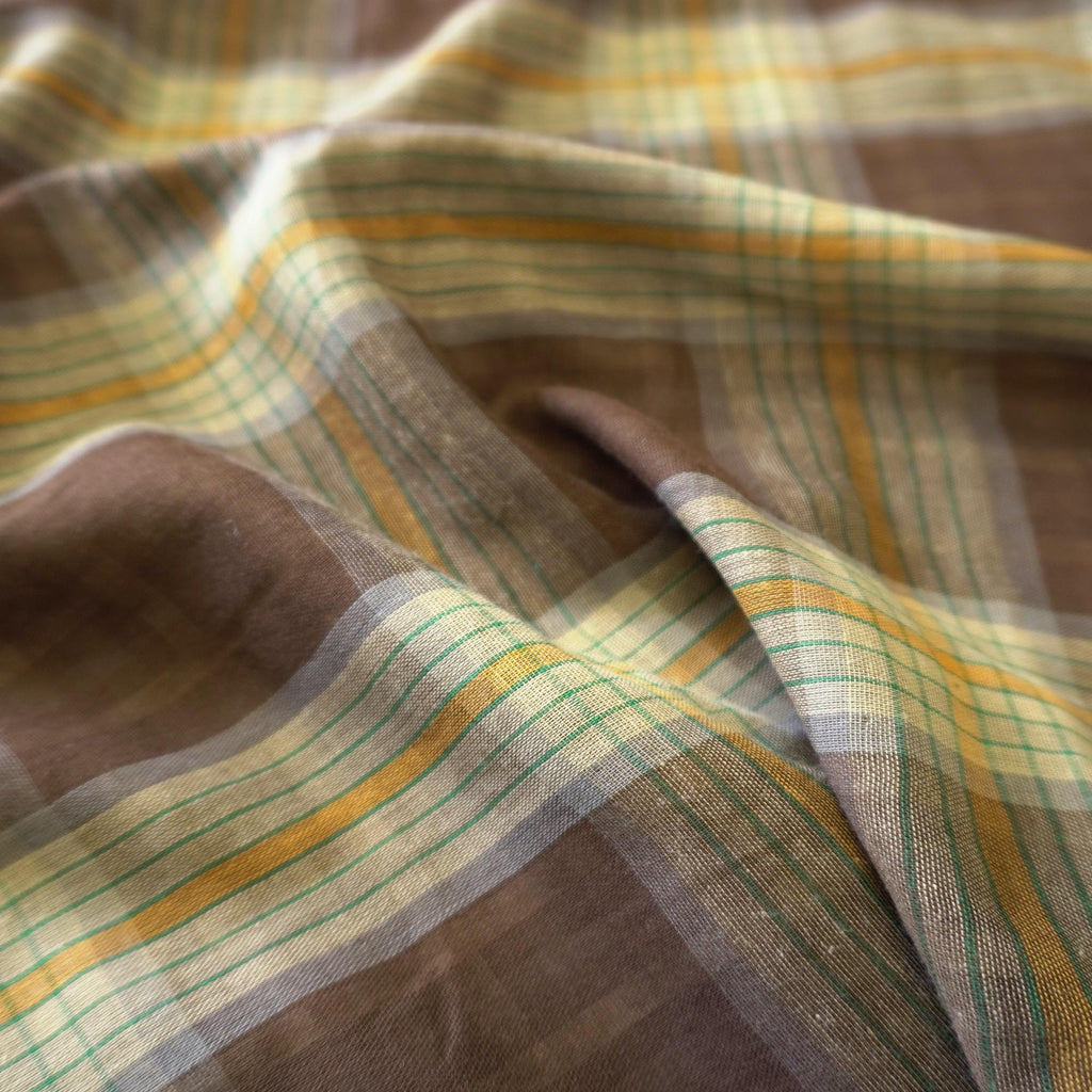 Soft Double sided Gingham Double Gauze – Brown