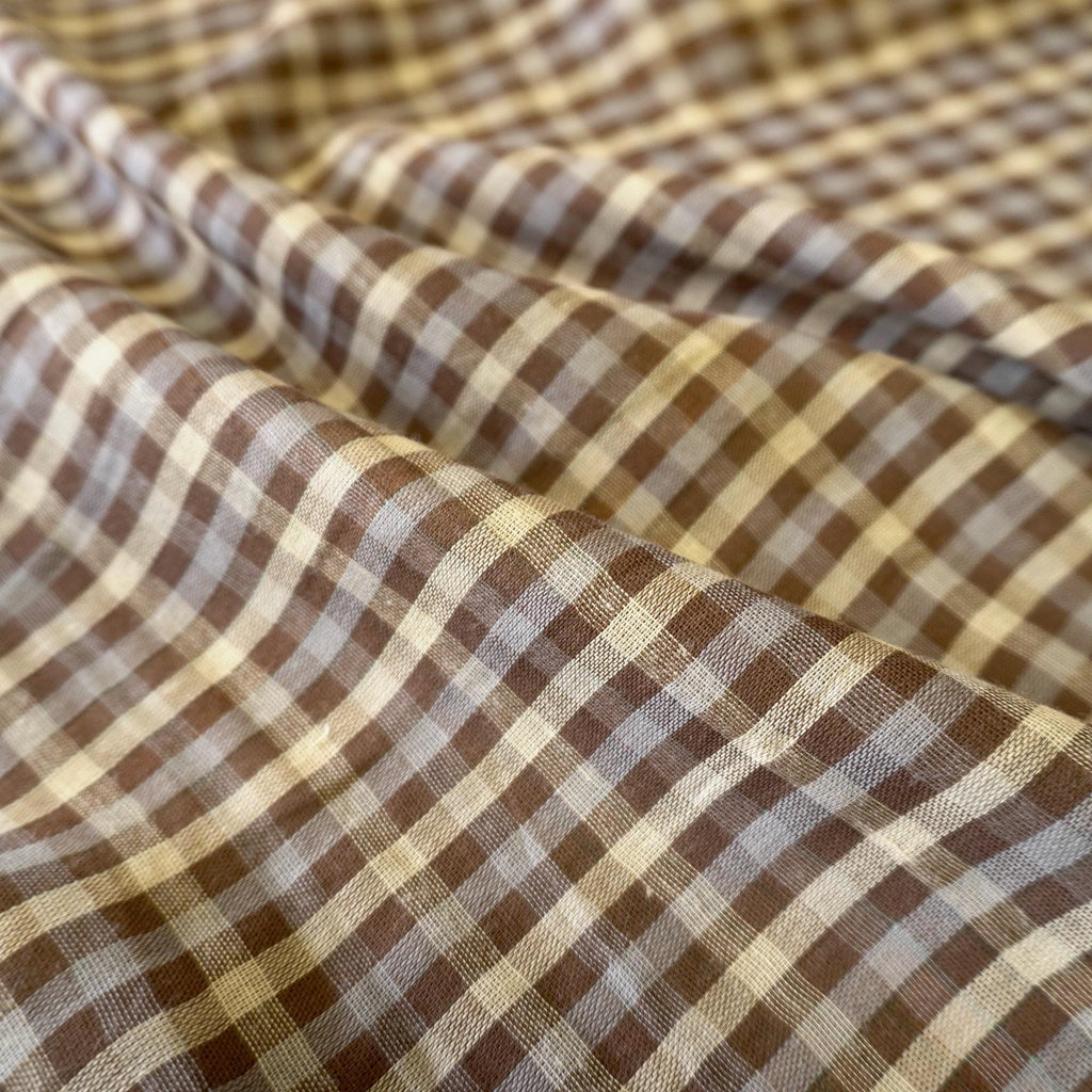 Soft Double sided Gingham Double Gauze – Brown