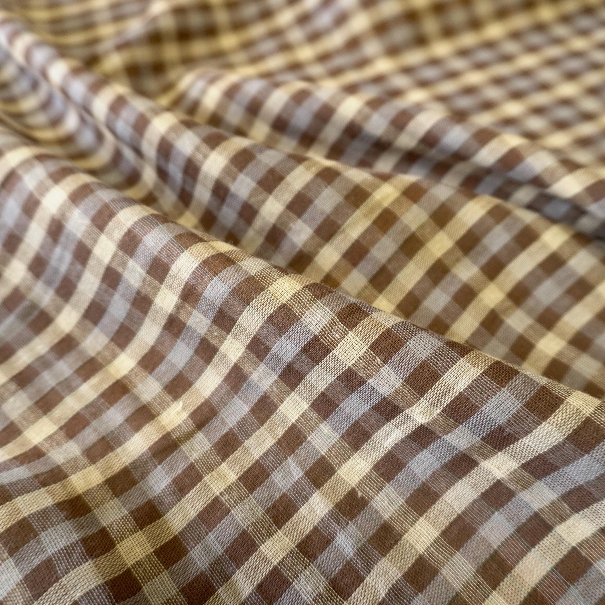 Soft Double sided Gingham Double Gauze – Brown