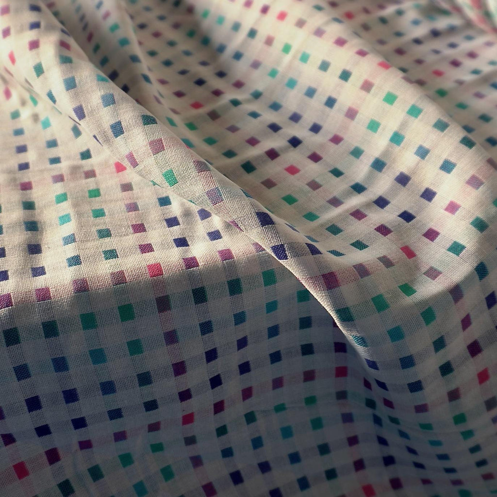 Yarn-Dyed Double Gauze Cotton – Berry, Teal & Plum Squares