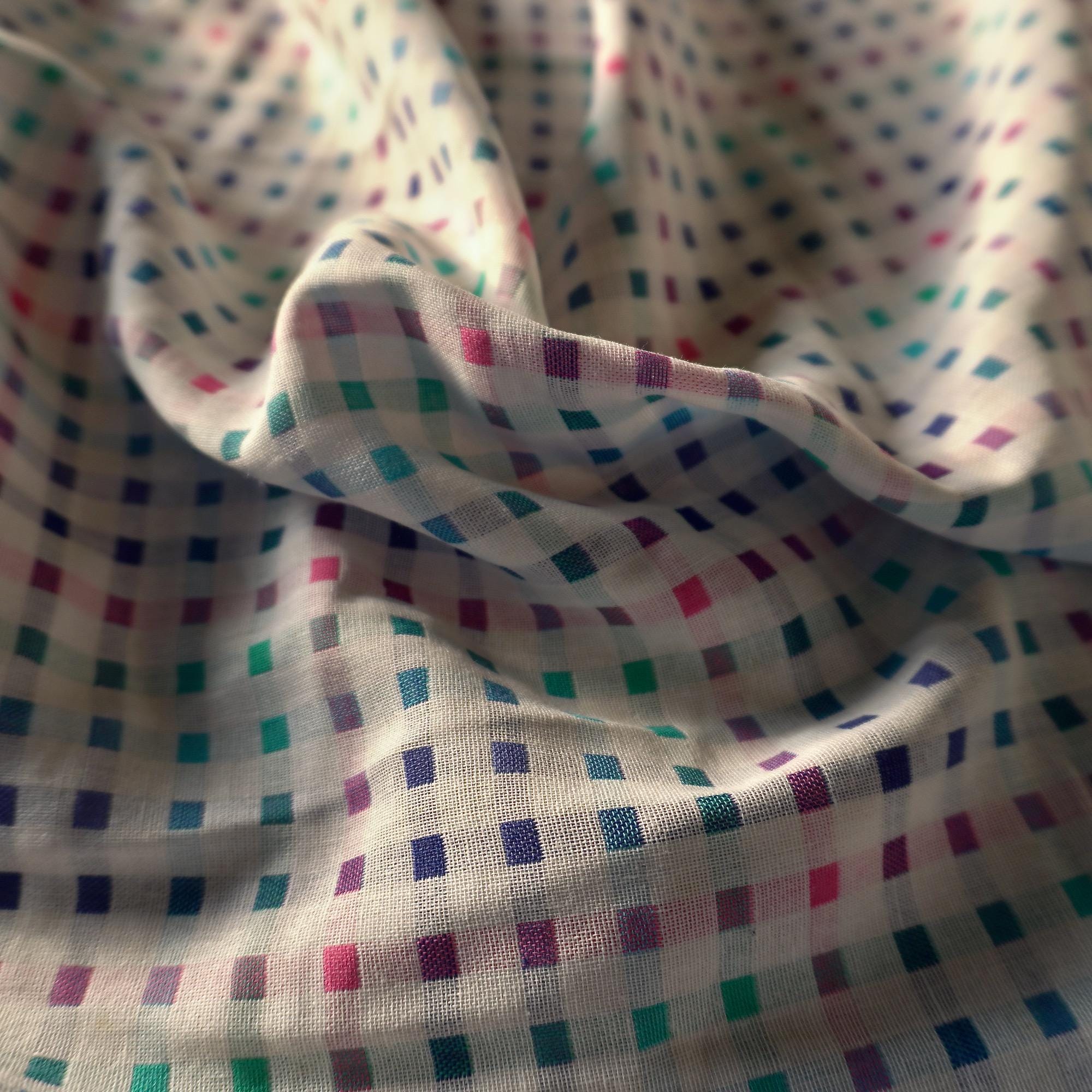 Yarn-Dyed Double Gauze Cotton – Berry, Teal & Plum Squares