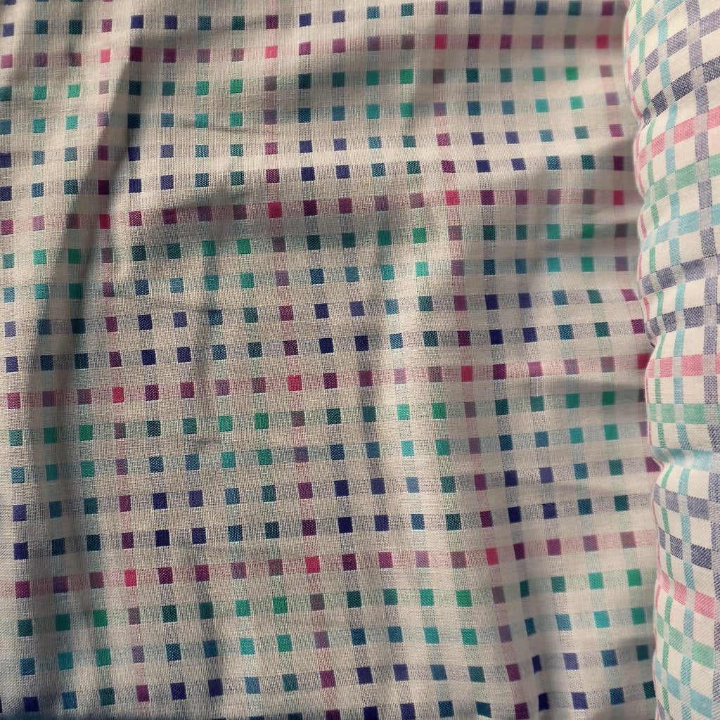 Yarn-Dyed Double Gauze Cotton – Berry, Teal & Plum Squares