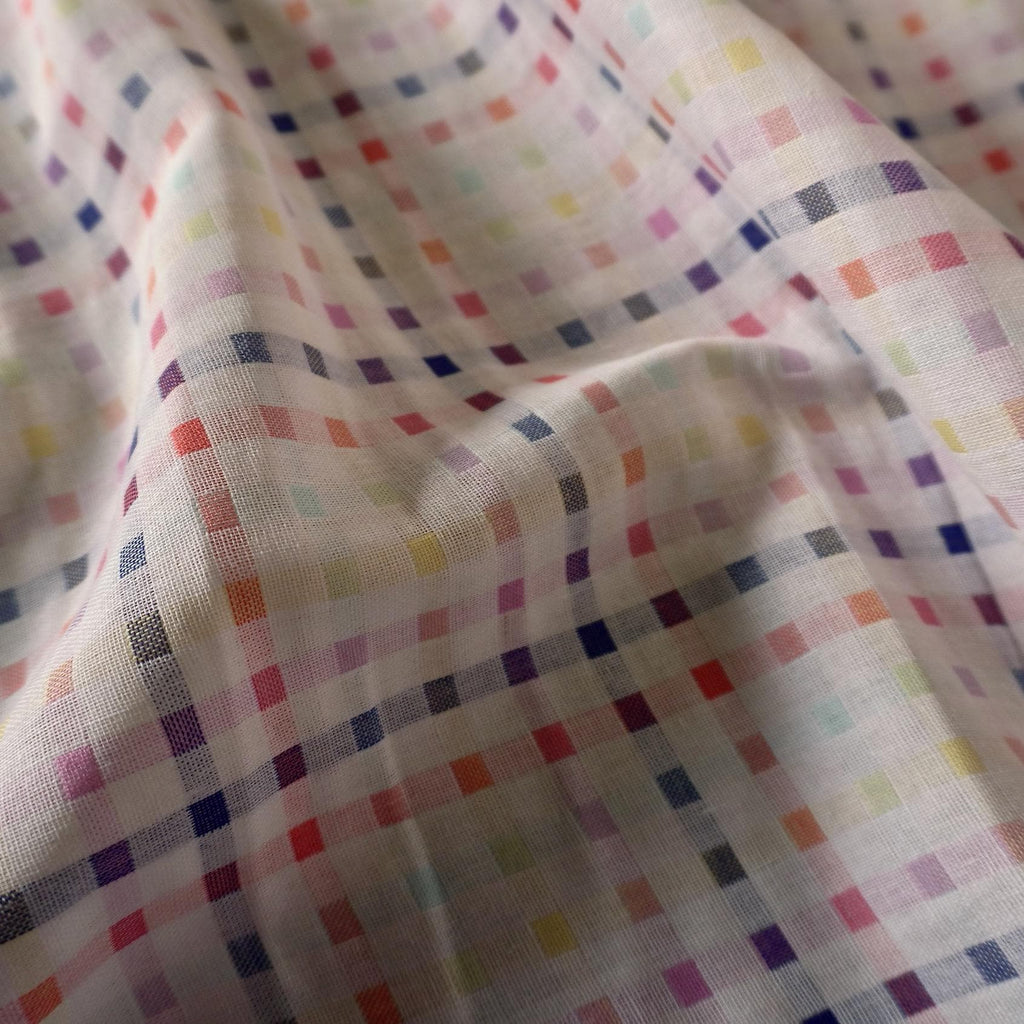 Yarn-Dyed Double Gauze Cotton – Pink Yellow Squares