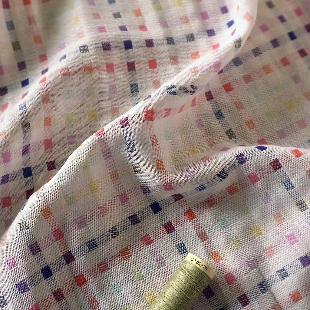 Yarn-Dyed Double Gauze Cotton – Pink Yellow Squares