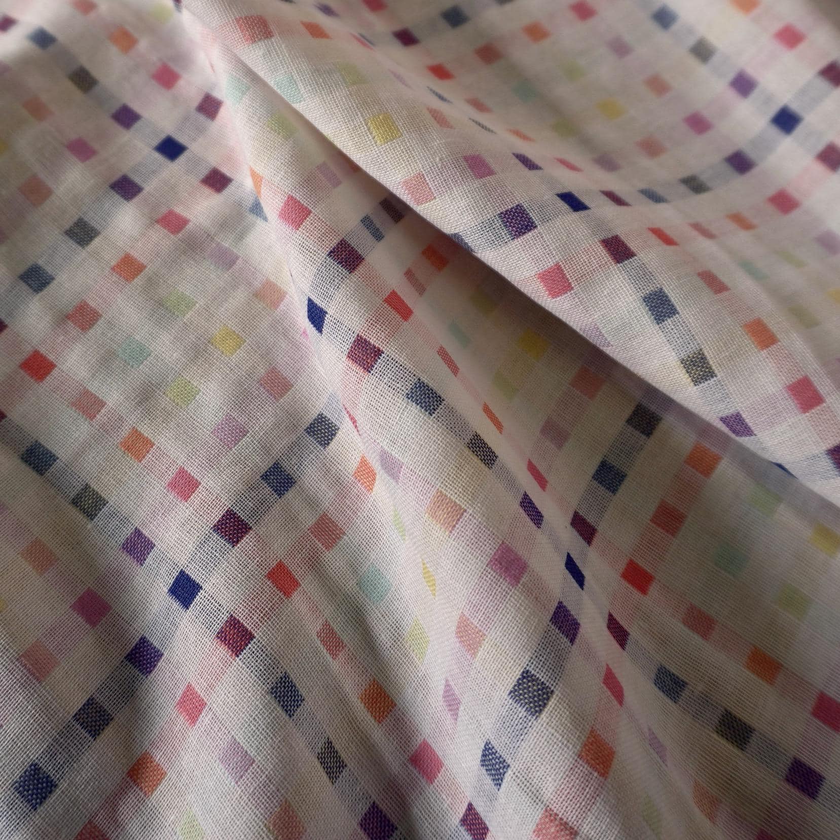Yarn-Dyed Double Gauze Cotton – Pink Yellow Squares