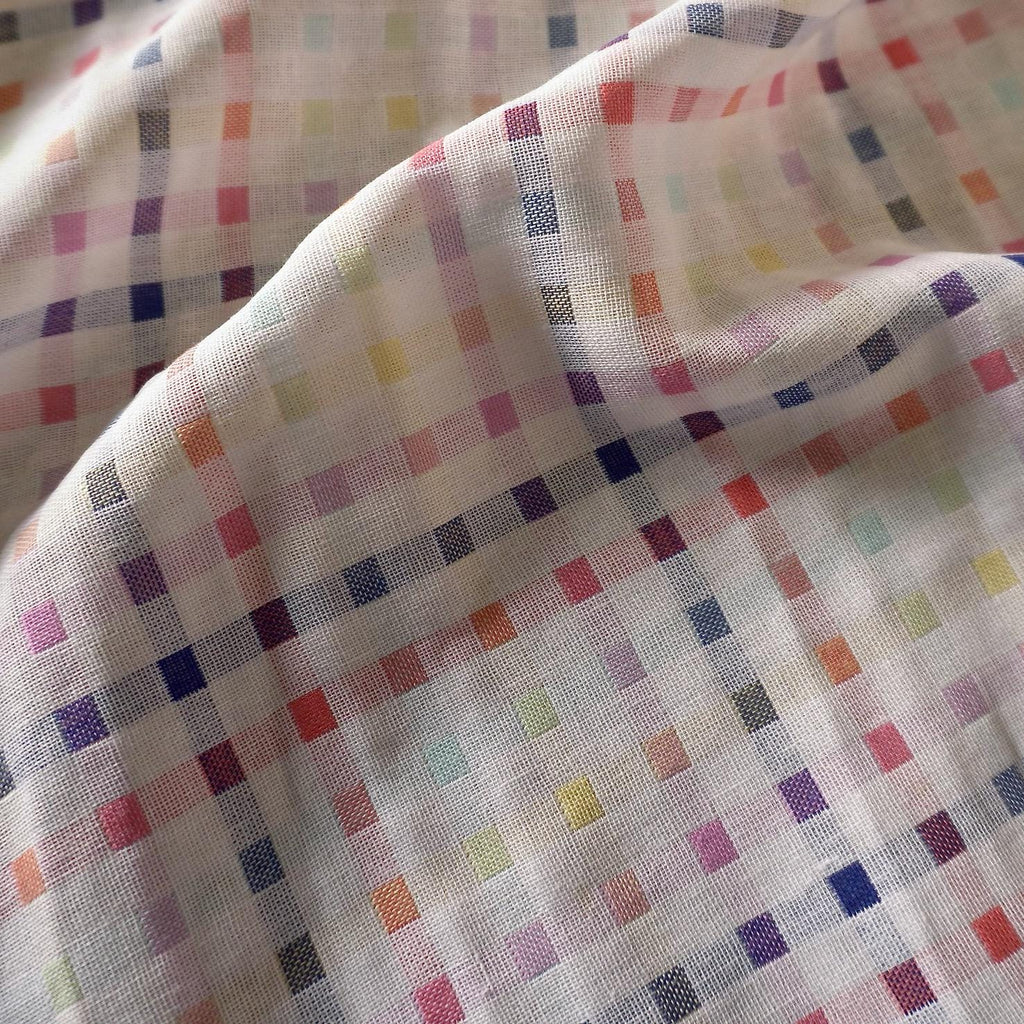Yarn-Dyed Double Gauze Cotton – Pink Yellow Squares