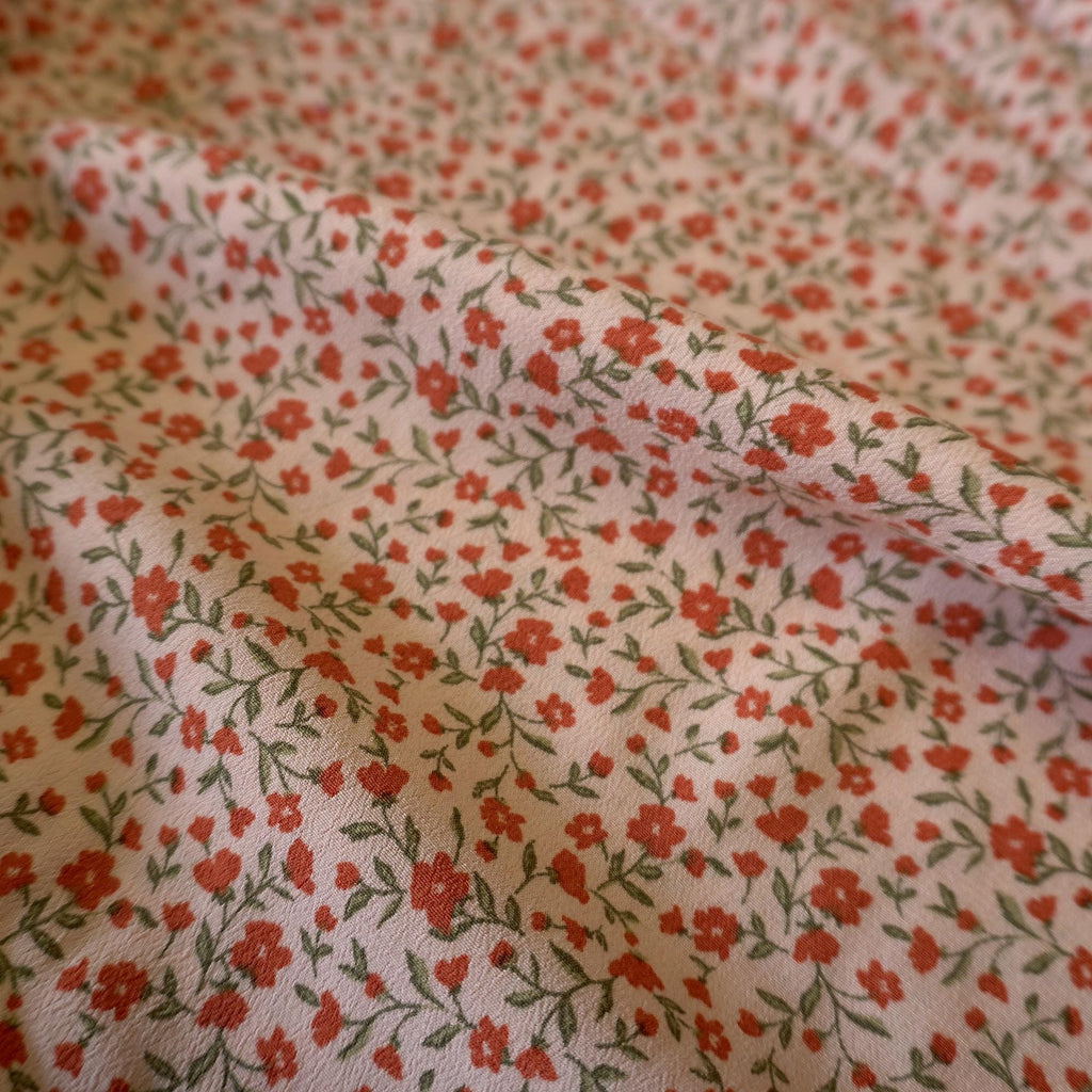 Blush Pink Ditsy Floral Tencel Crepe Fabric