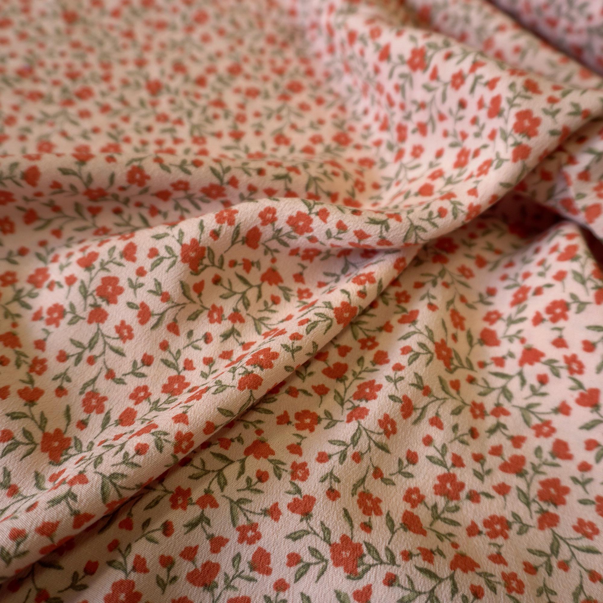 Blush Pink Ditsy Floral Tencel Crepe Fabric