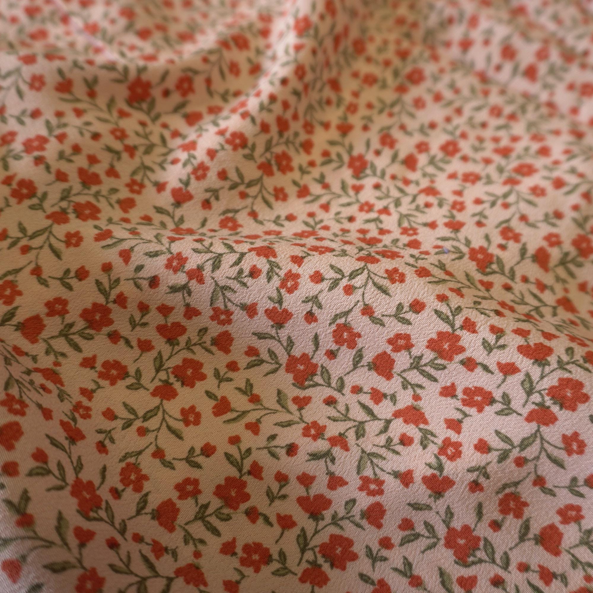 Blush Pink Ditsy Floral Tencel Crepe Fabric
